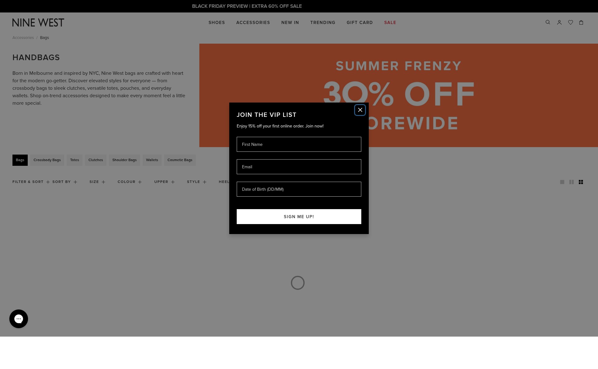 Screenshot of www.ninewest.com.au