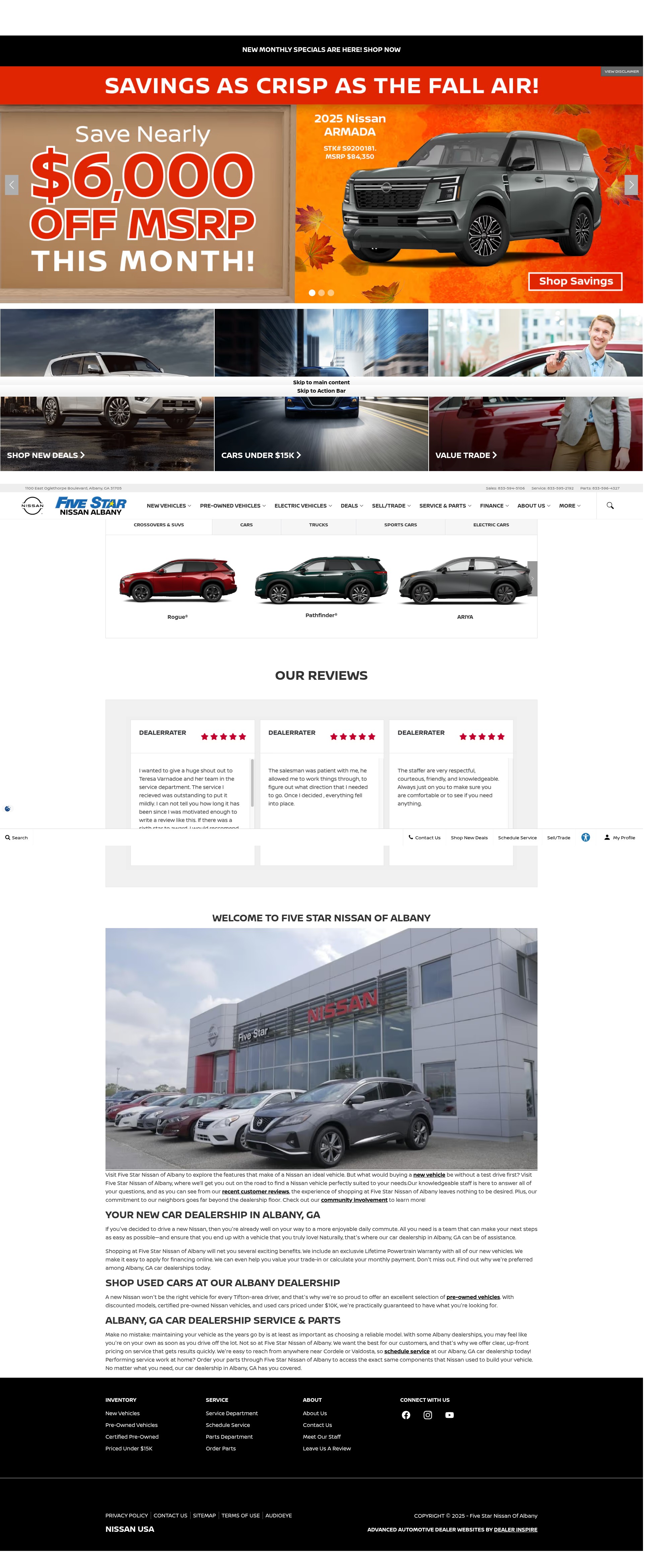Screenshot of www.nissanofalbany.com