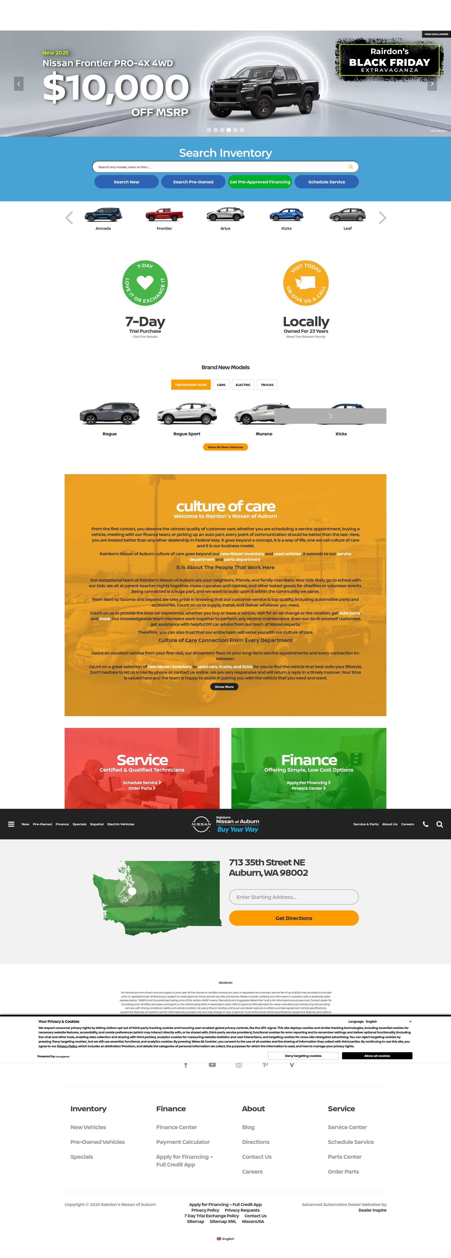 Screenshot of www.nissanofauburn.com