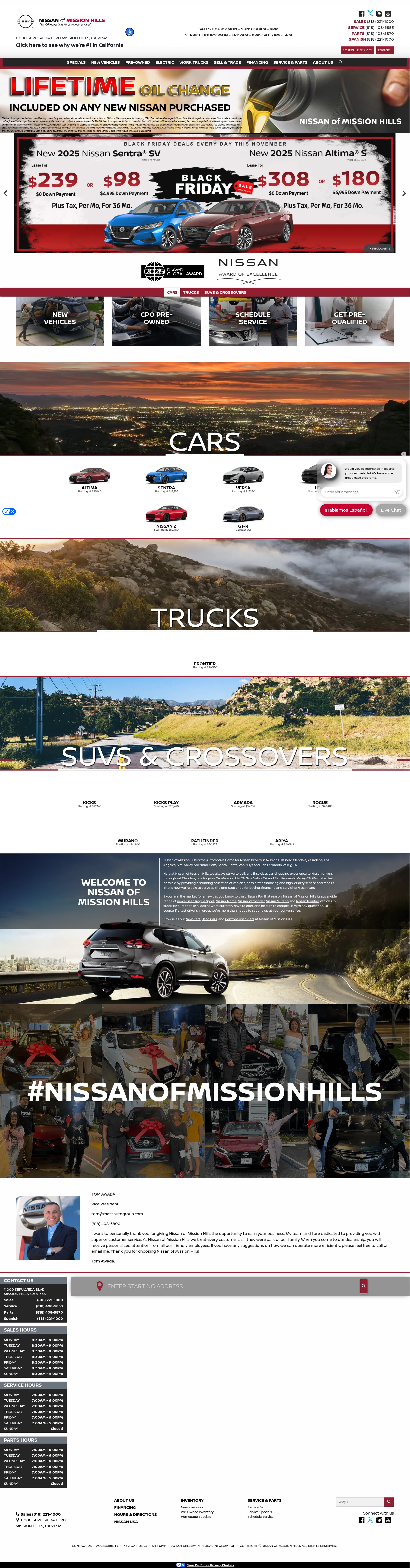 Screenshot of www.nissanofmissionhills.com