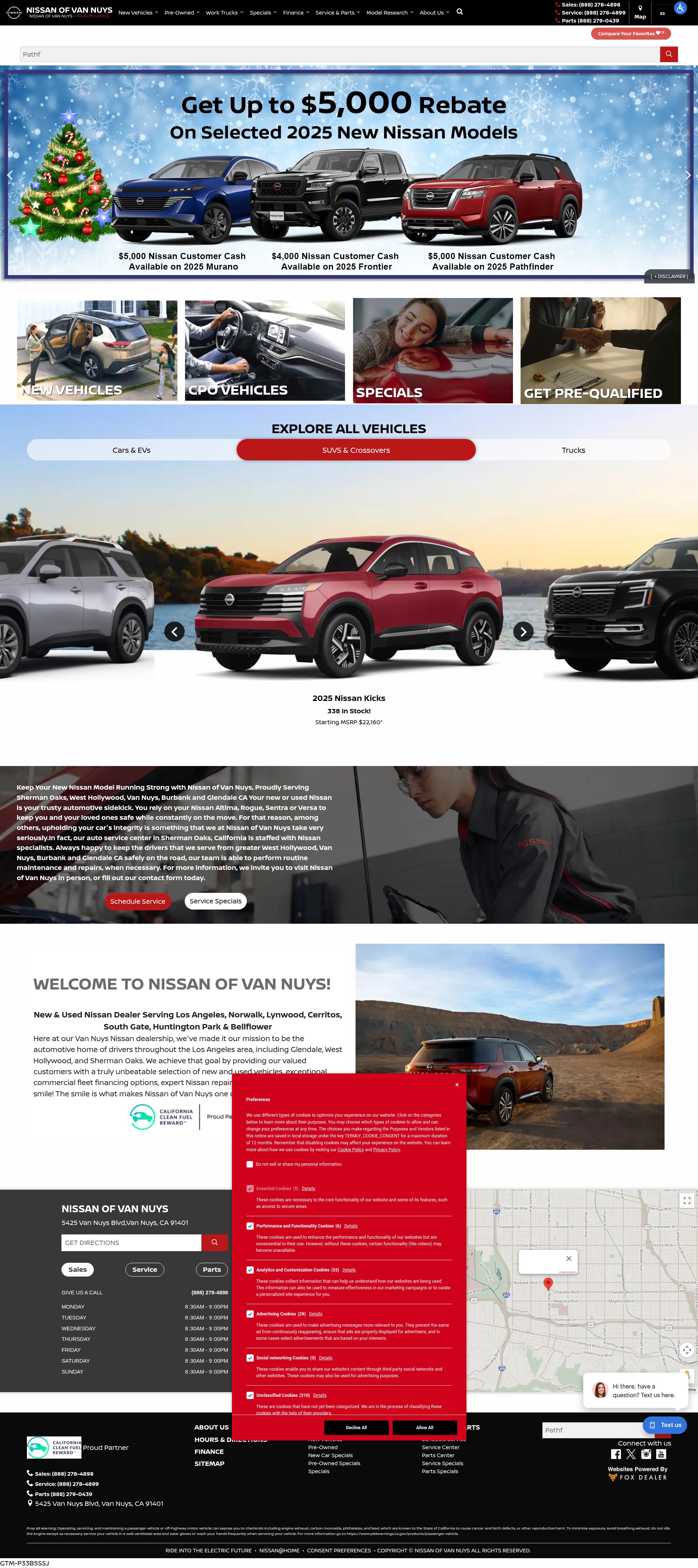 Screenshot of www.nissanofvannuys.com