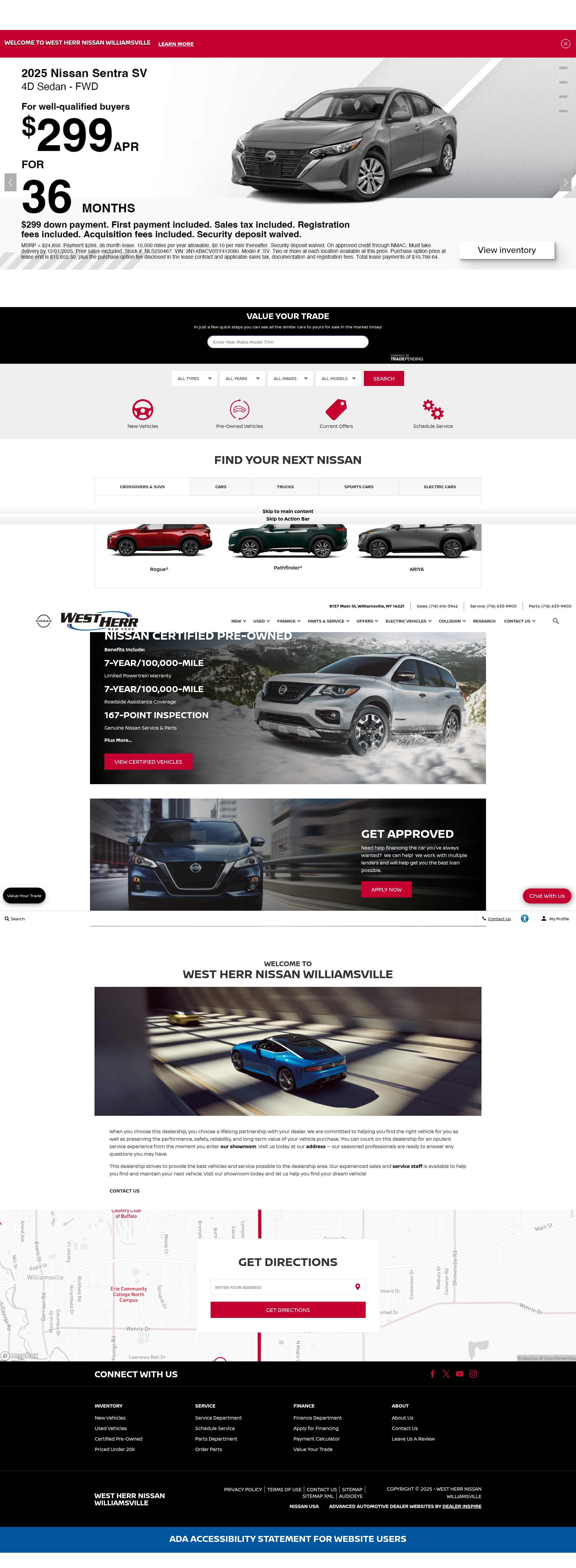 Screenshot of www.nissanwilliamsville.com