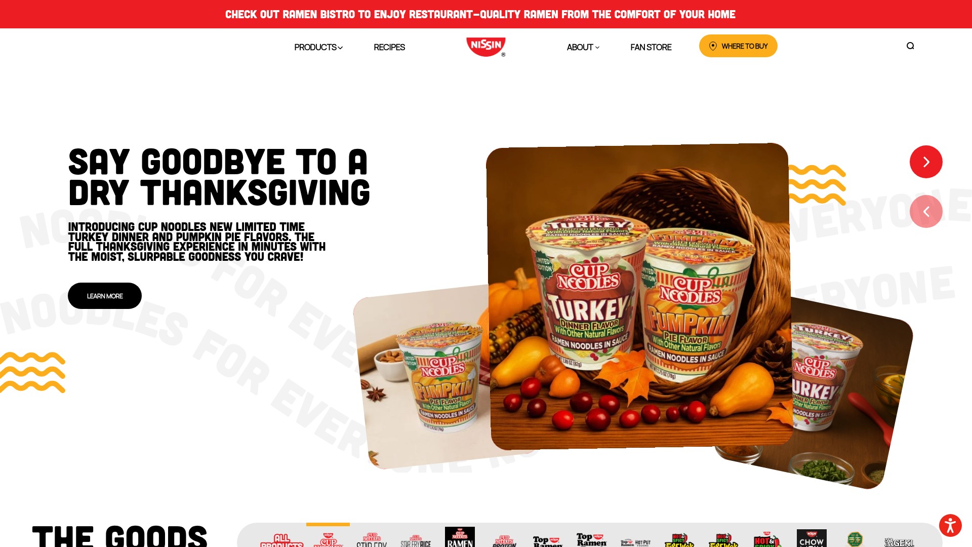 Screenshot of www.nissinfoods.com