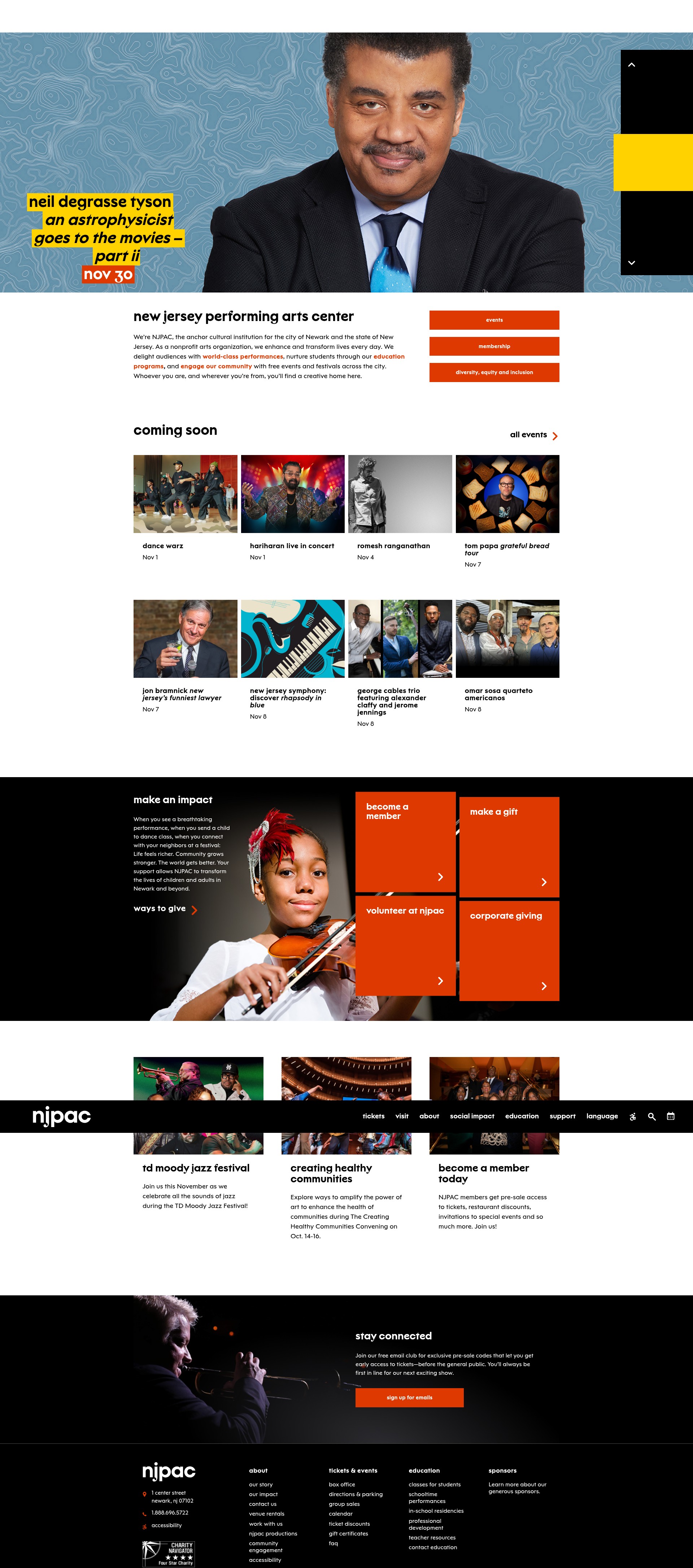 Screenshot of www.njpac.org