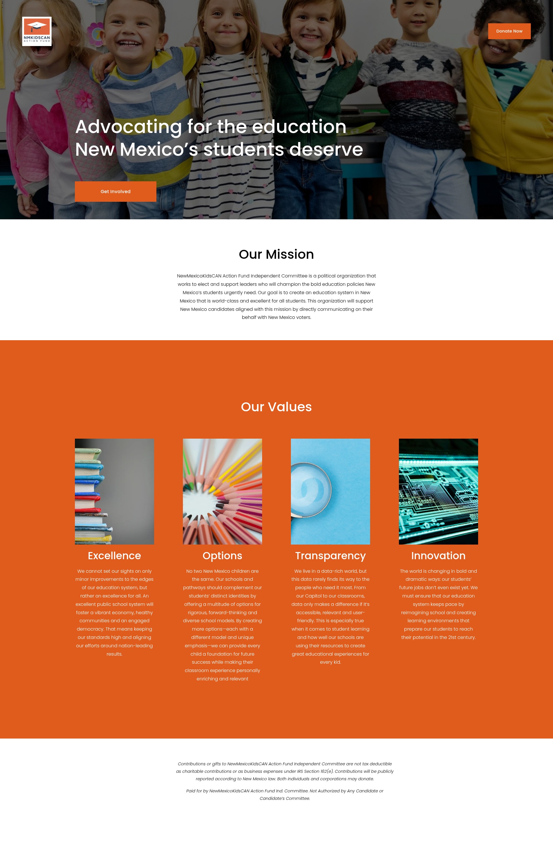 Screenshot of www.nmkidscanaction.com