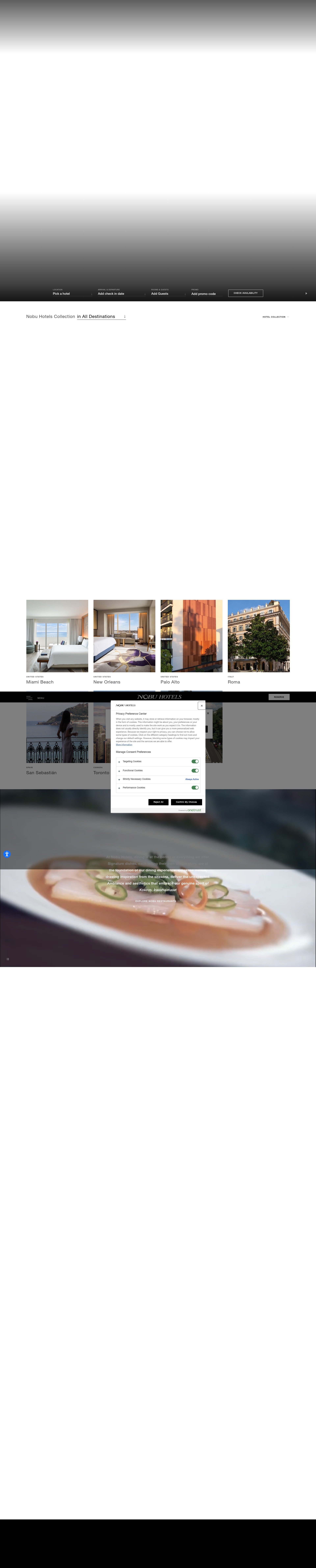 Screenshot of www.nobuhotels.com