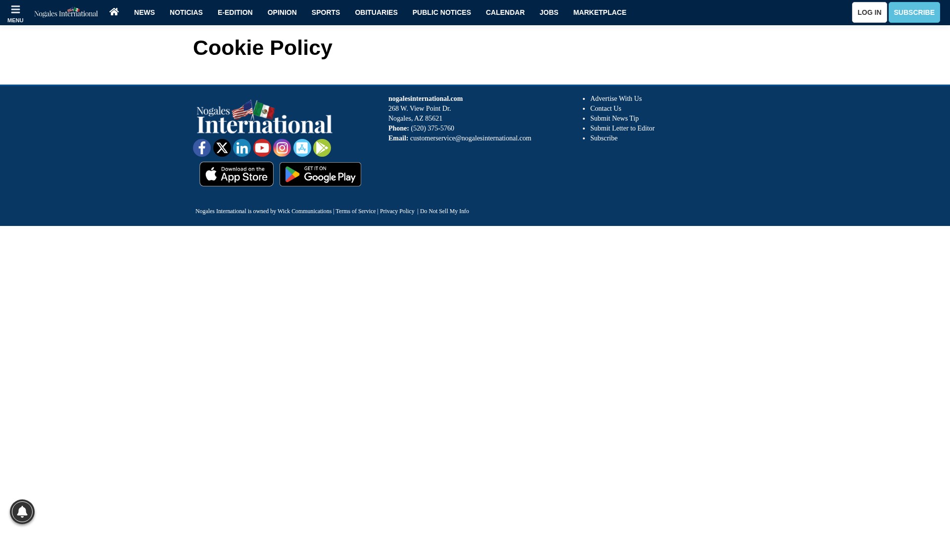 Screenshot of www.nogalesinternational.com