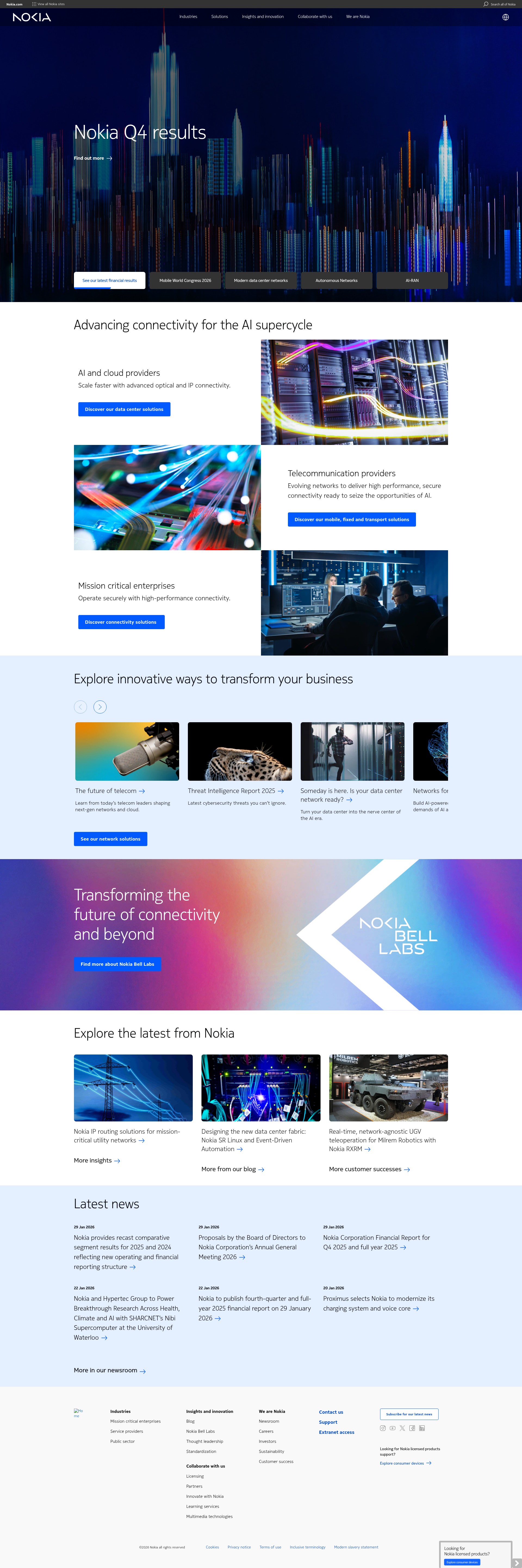 Screenshot of www.nokia.com