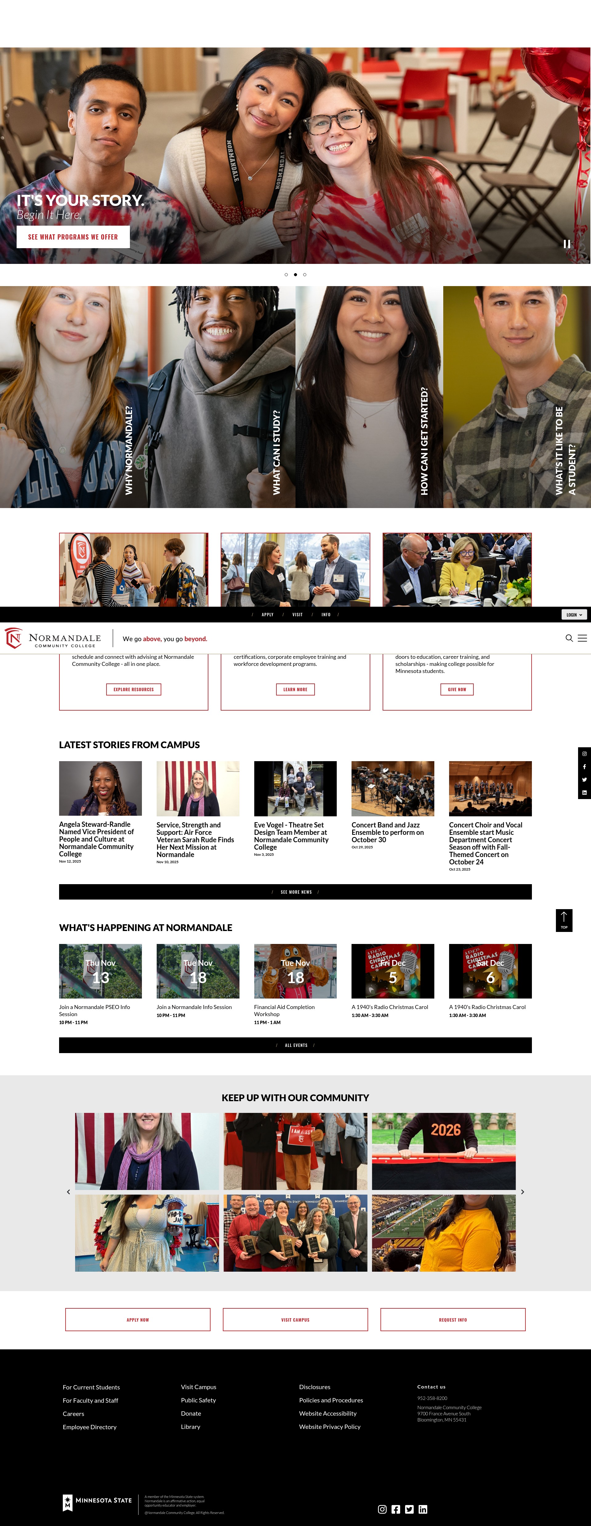 Screenshot of www.normandale.edu