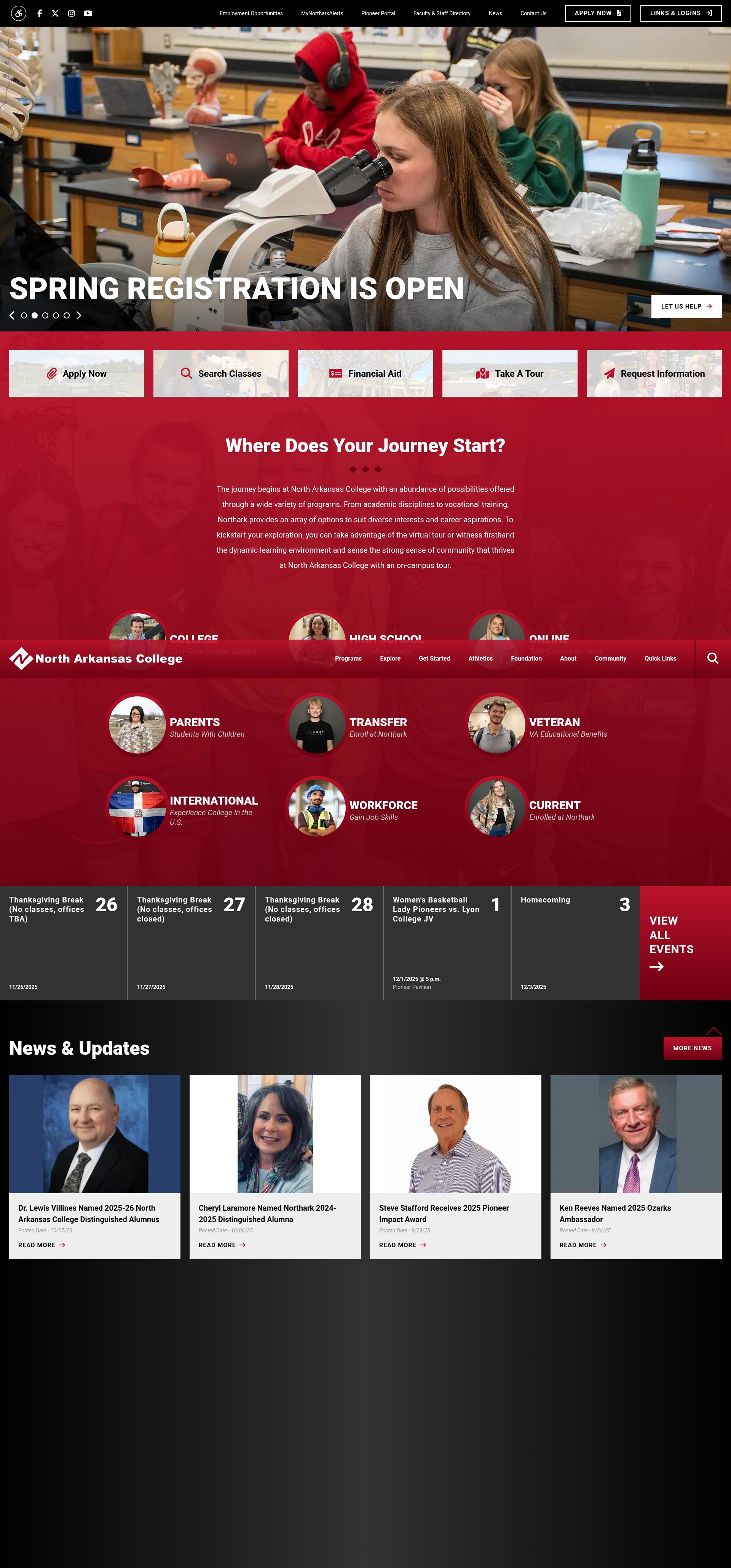 Screenshot of www.northark.edu