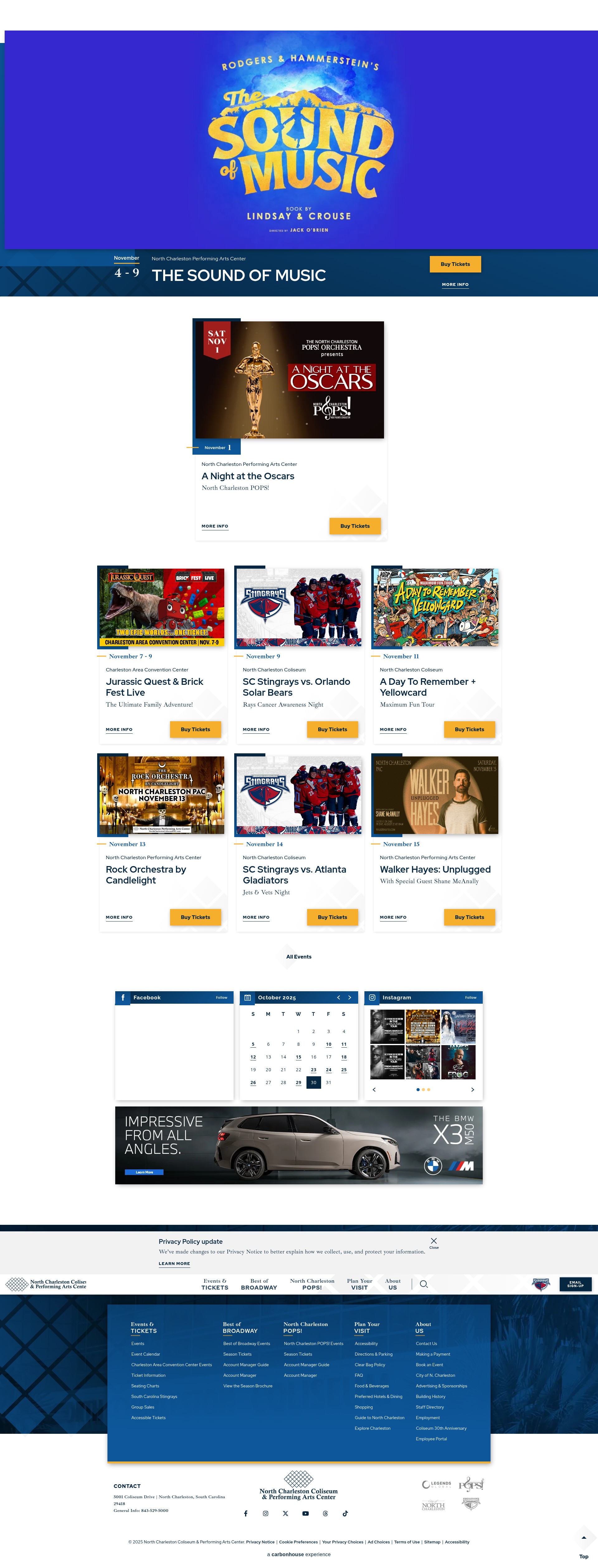 Screenshot of www.northcharlestoncoliseumpac.com