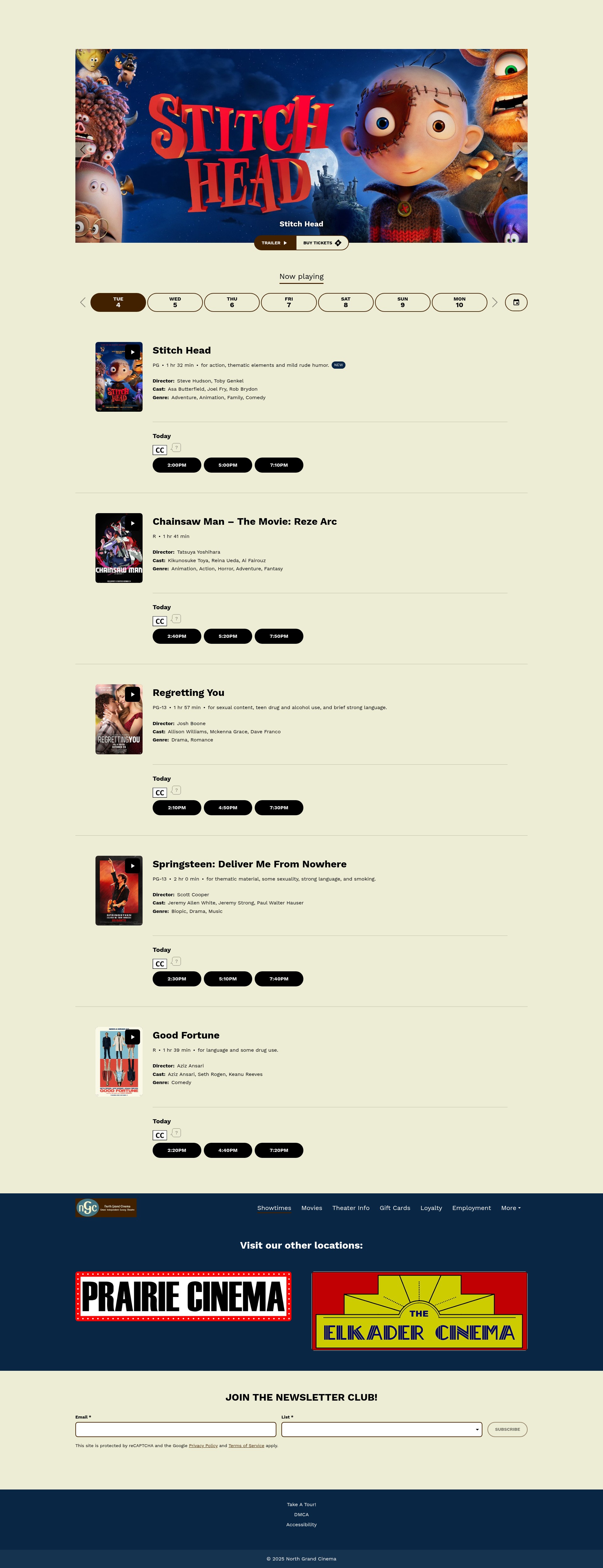 Screenshot of www.northgrandcinema.com