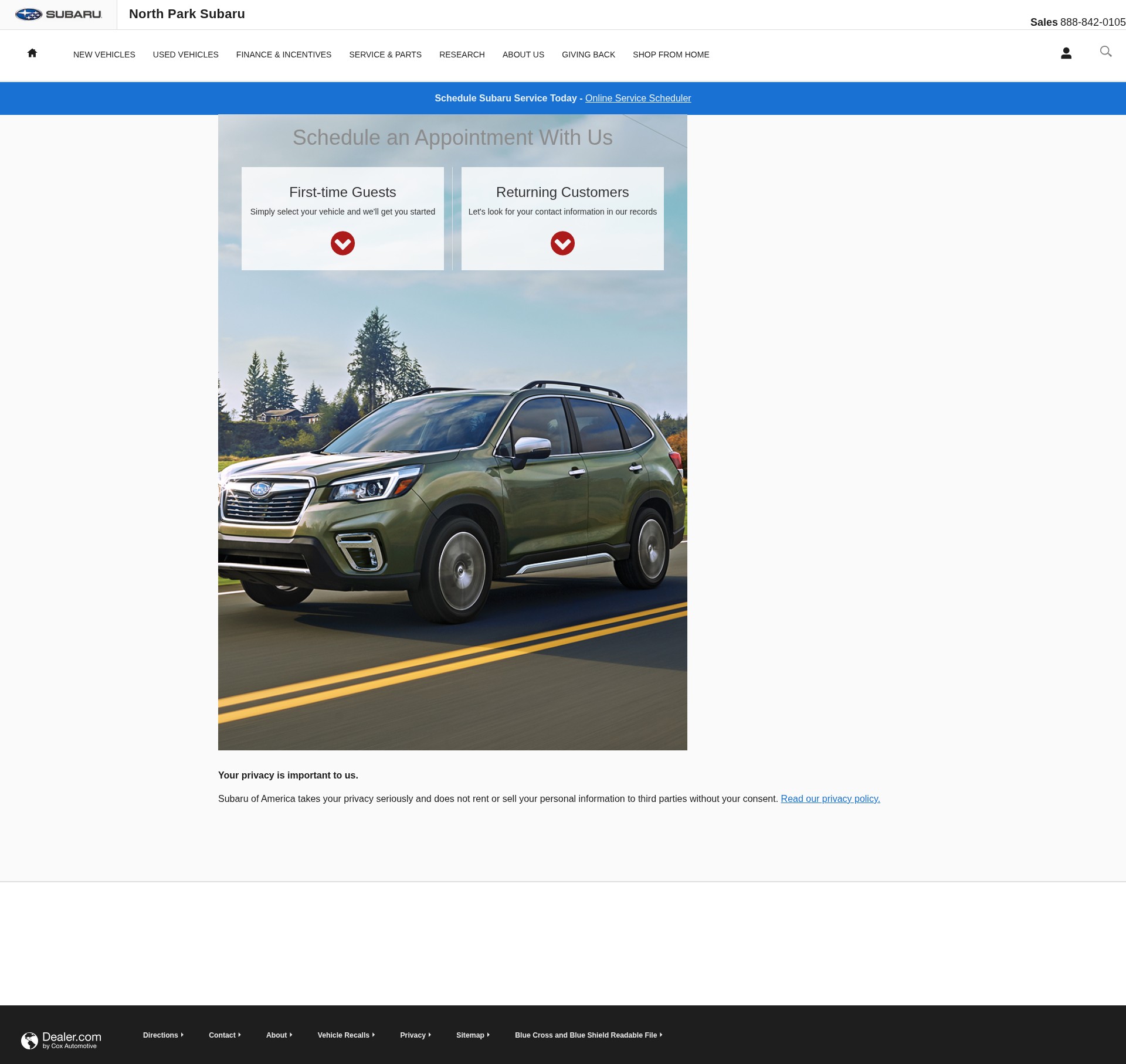 Screenshot of www.northparksubaru.net