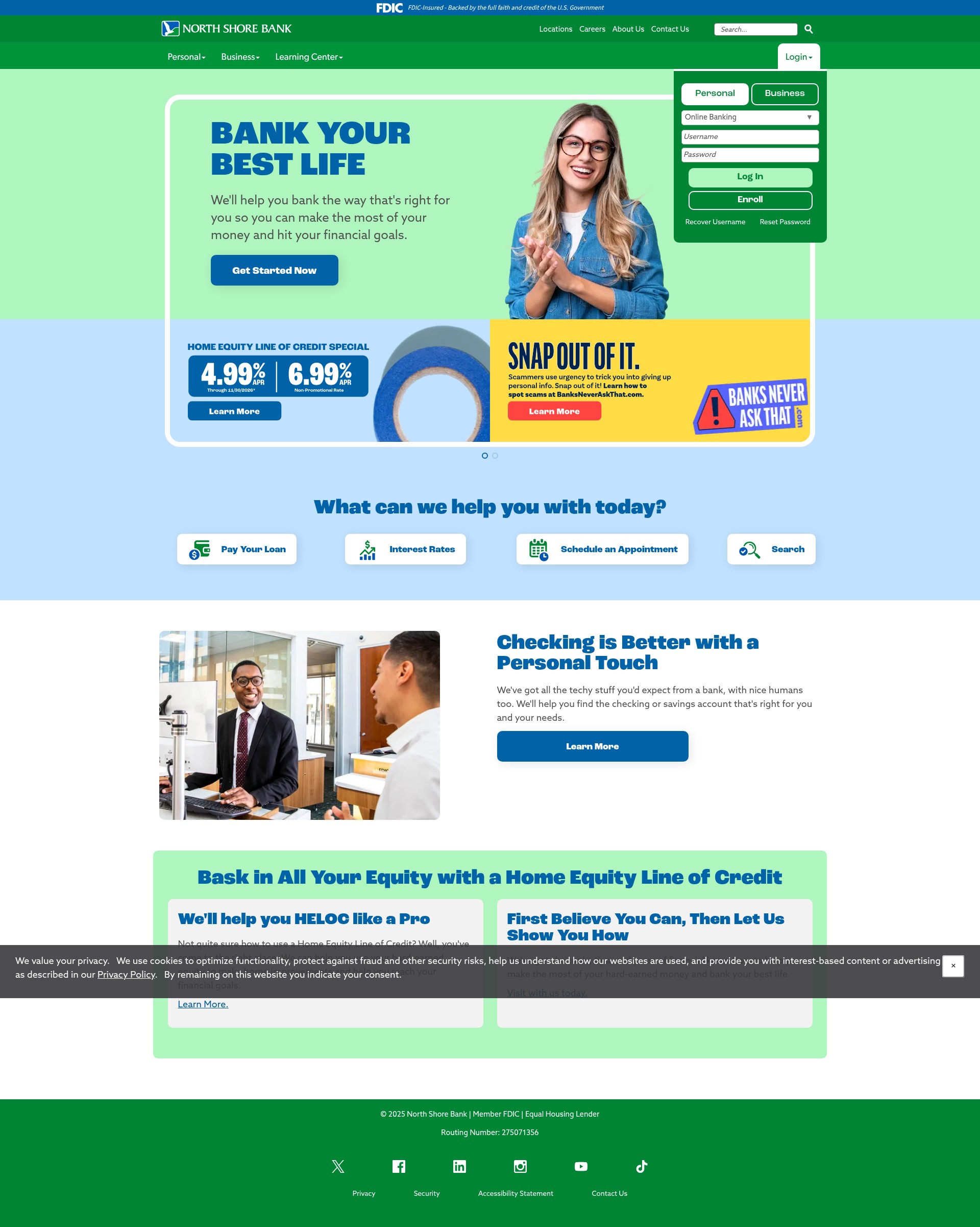 Screenshot of www.northshorebank.com