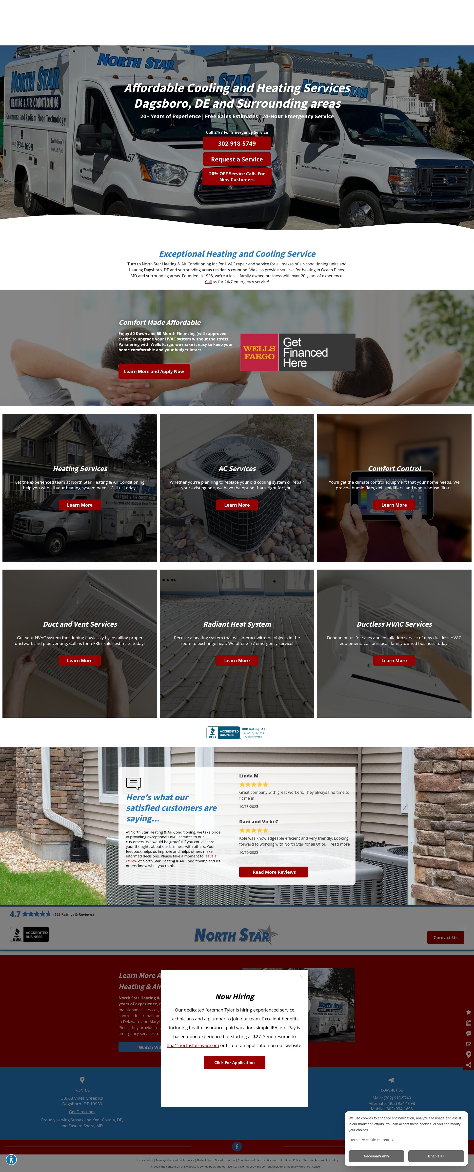 Screenshot of www.northstar-hvac.com
