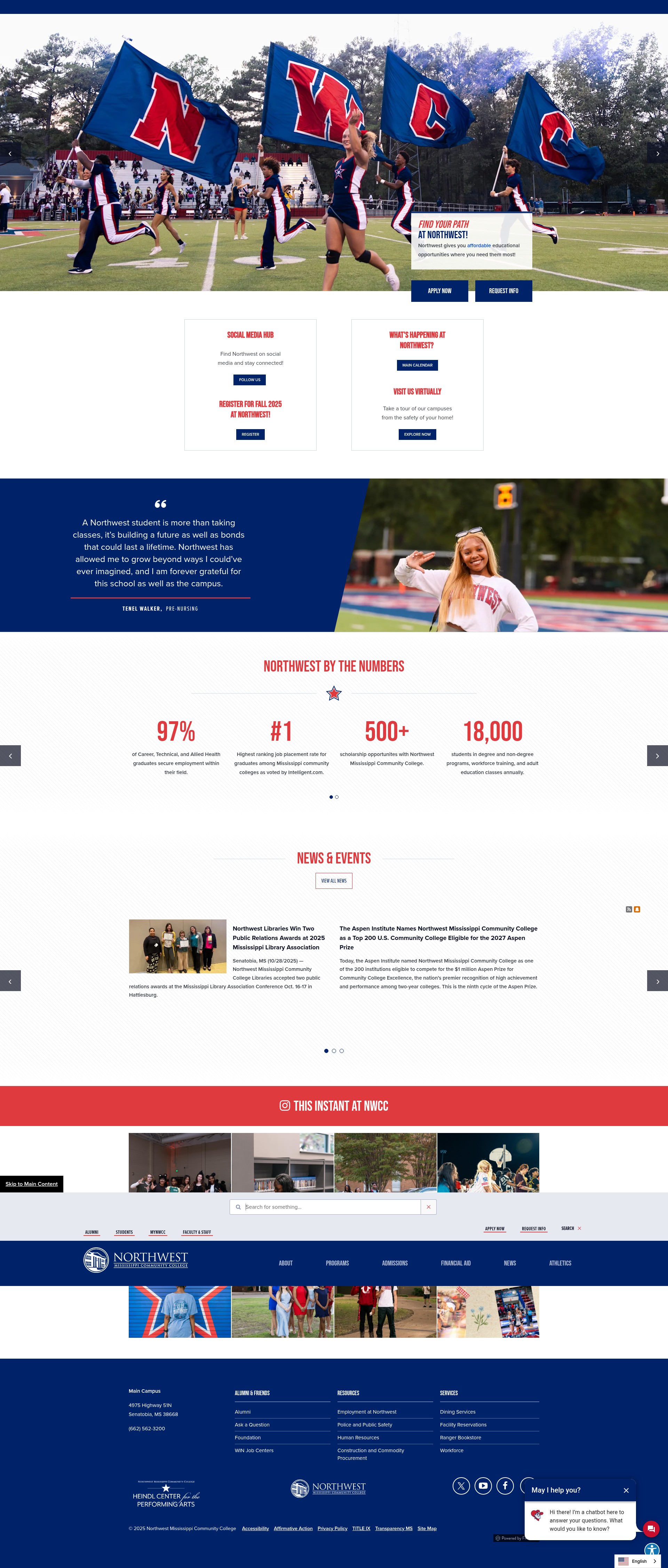 Screenshot of www.northwestms.edu