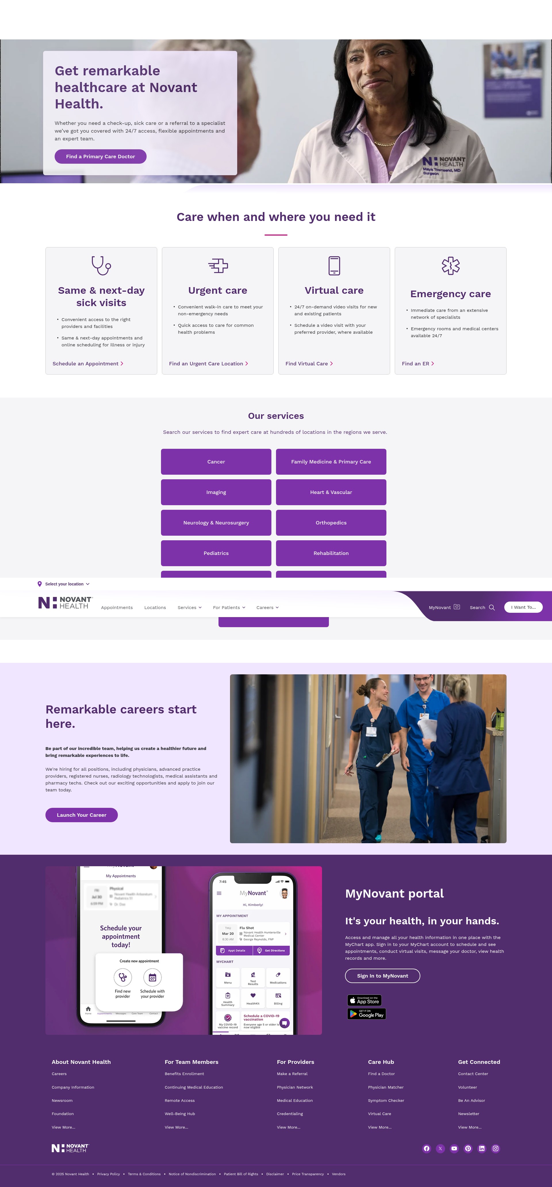 Screenshot of www.novanthealth.org