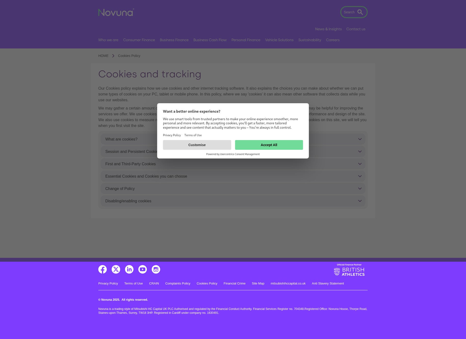 Screenshot of www.novuna.co.uk