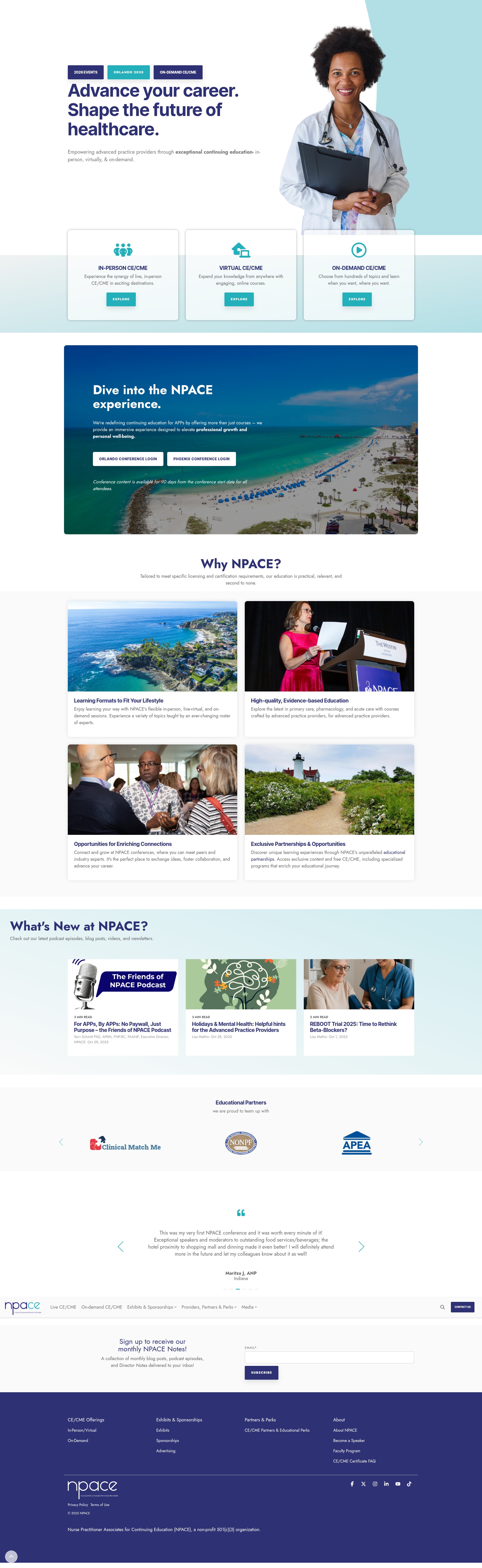Screenshot of www.npace.org