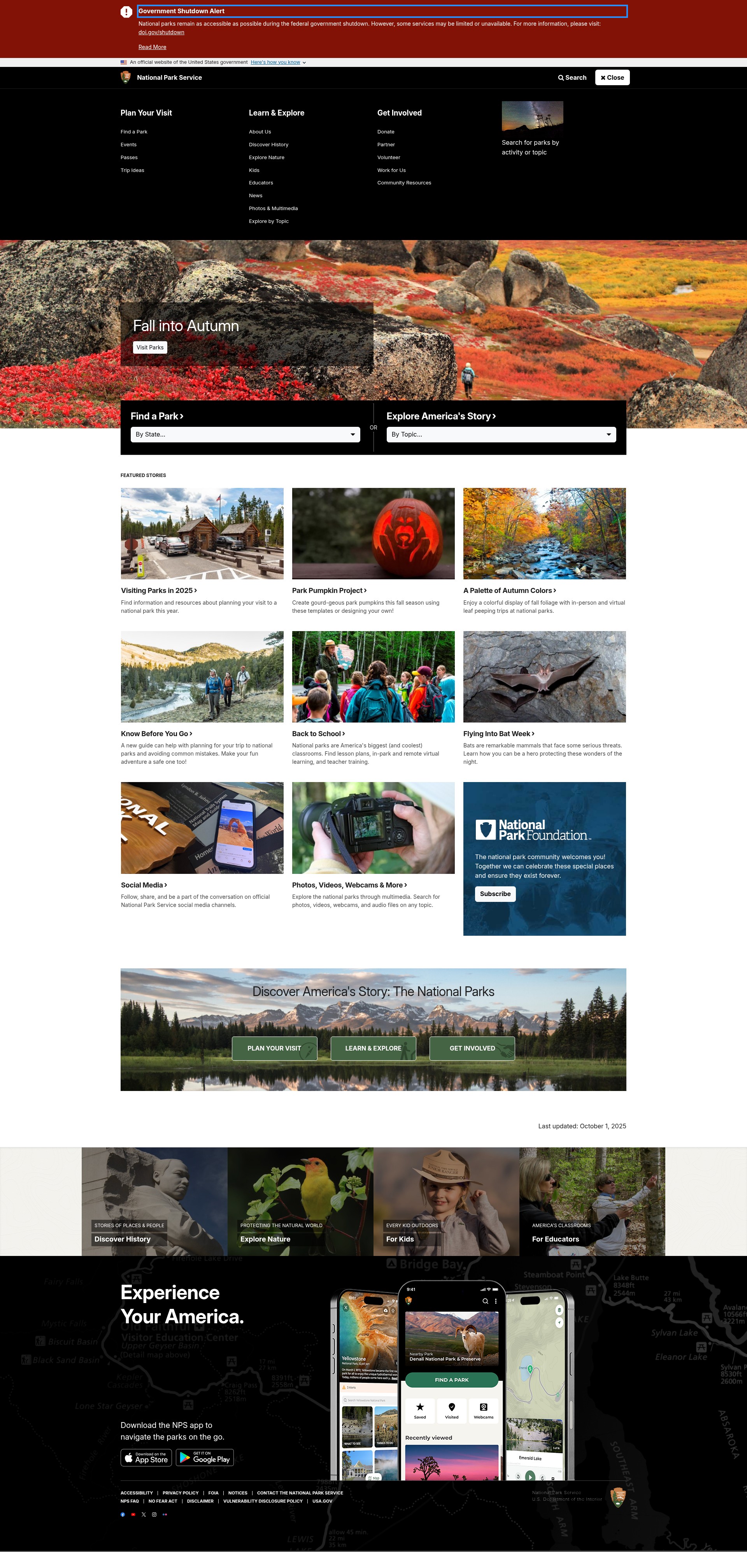 Screenshot of www.nps.gov