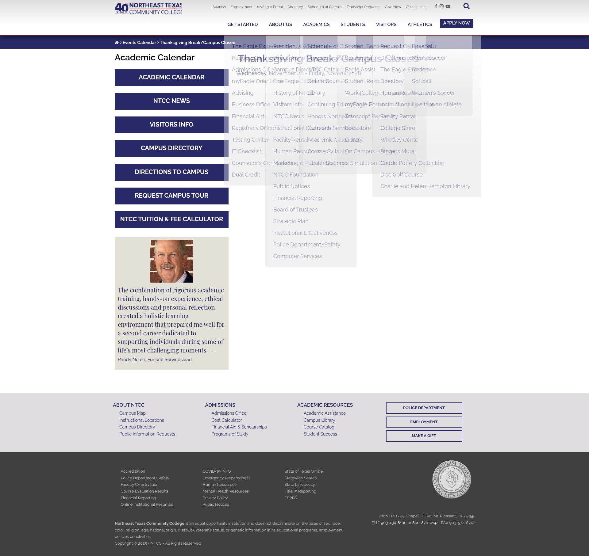 Screenshot of www.ntcc.edu
