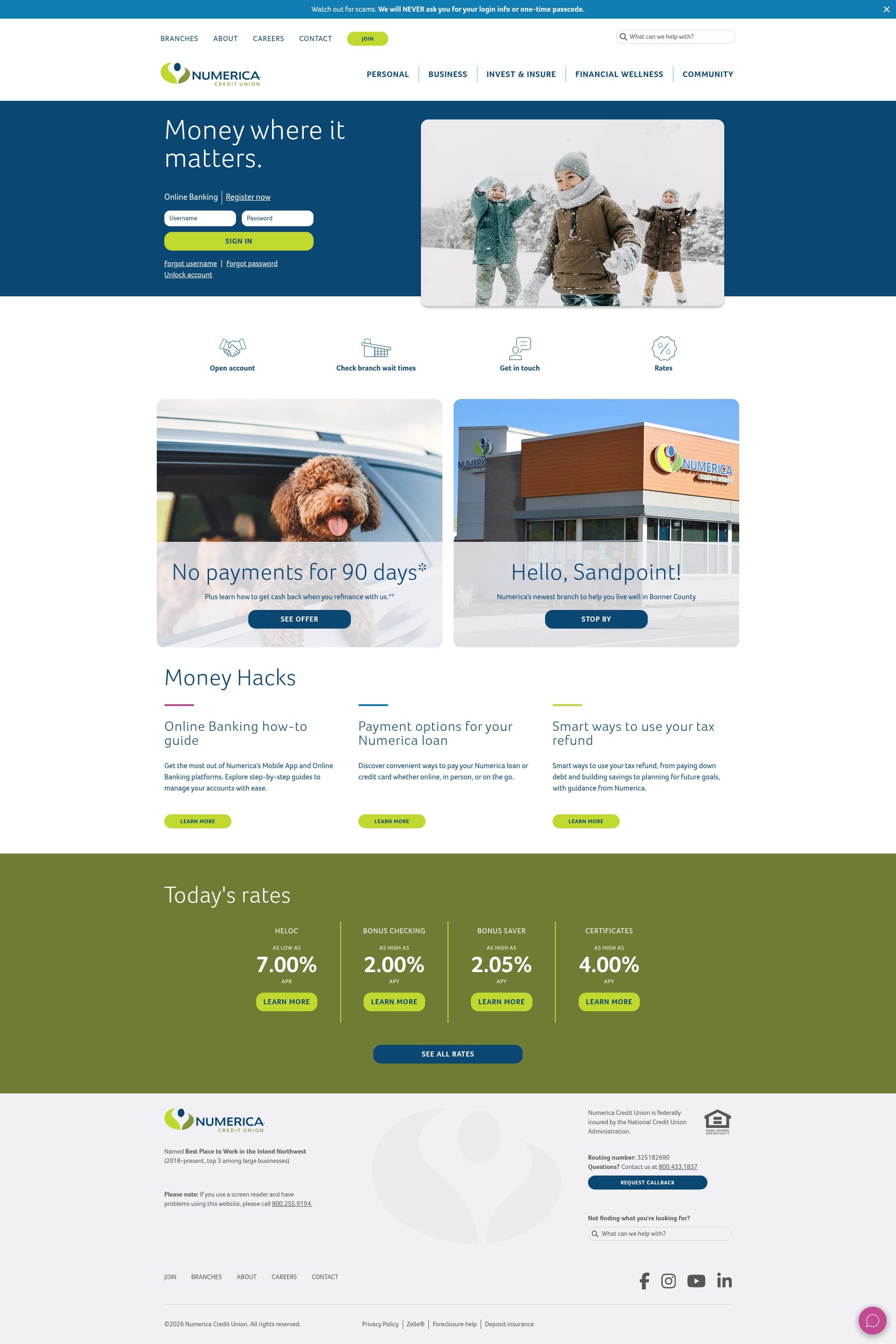 Screenshot of www.numericacu.com