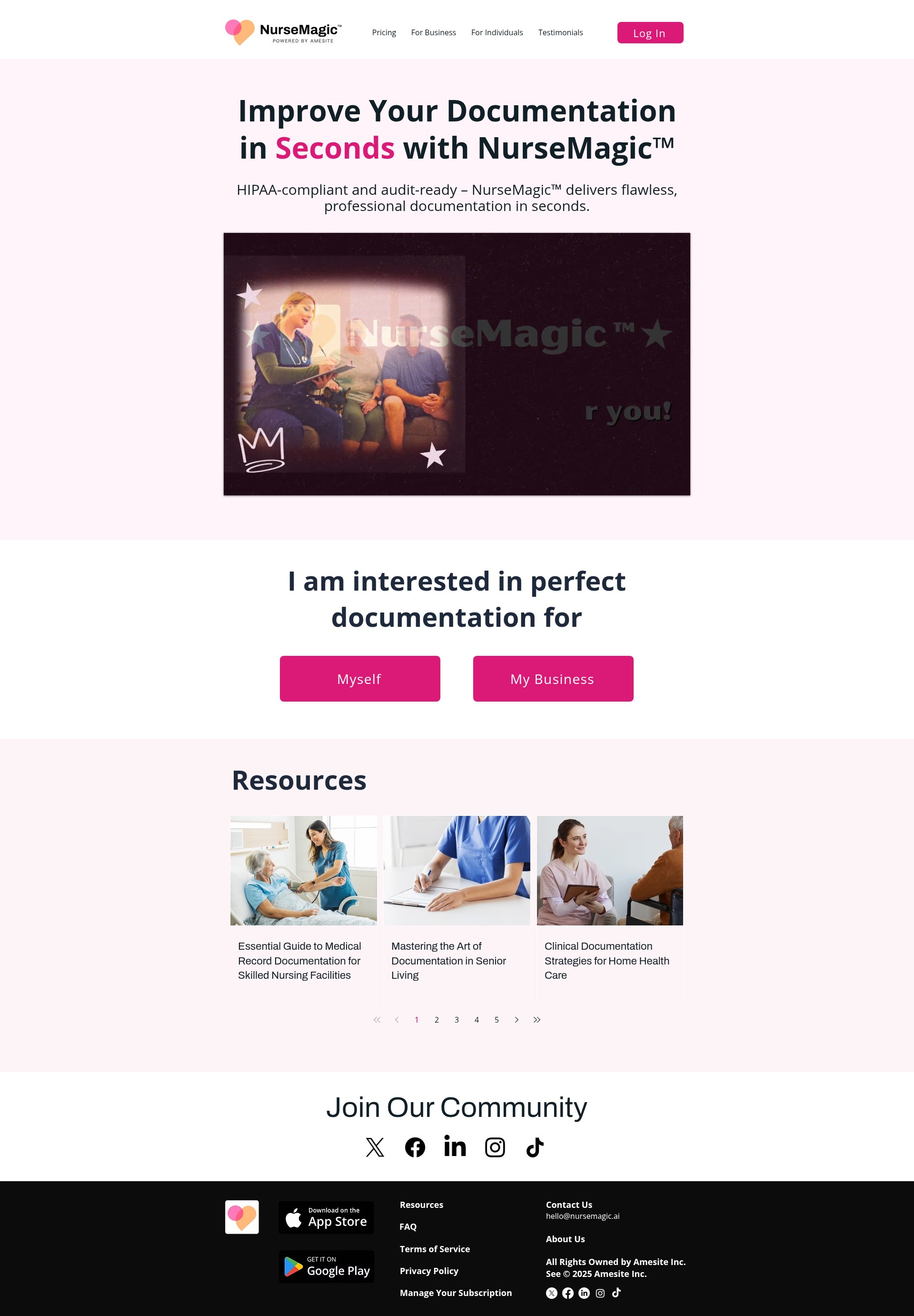 Screenshot of www.nursemagic.ai