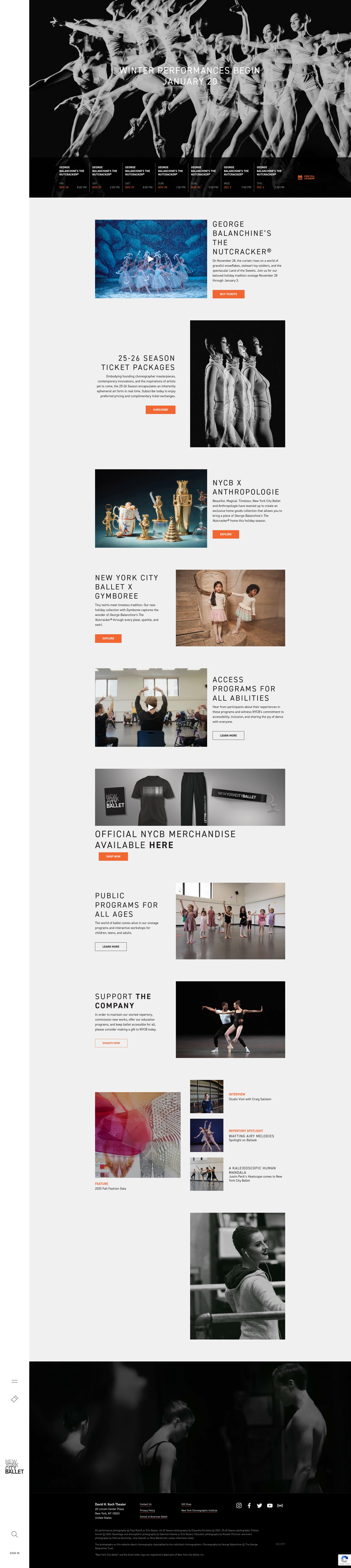 Screenshot of www.nycballet.com