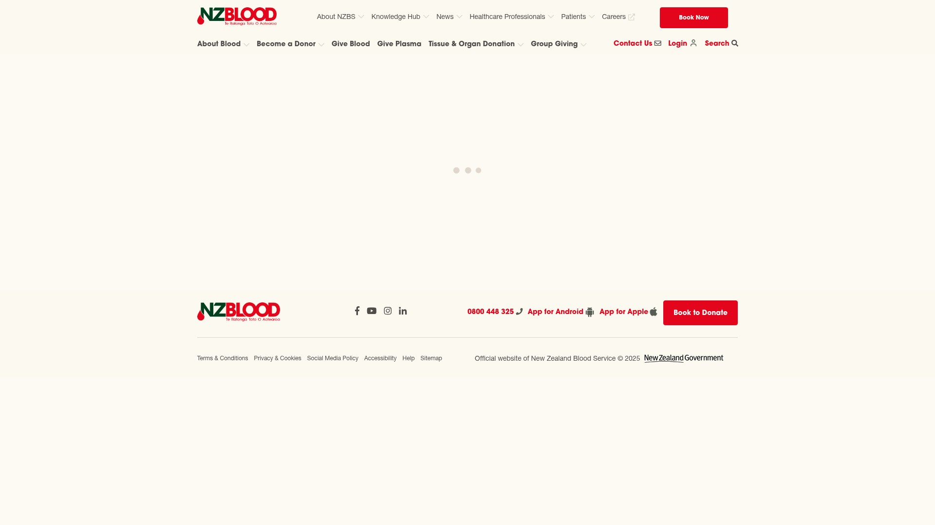 Screenshot of www.nzblood.co.nz