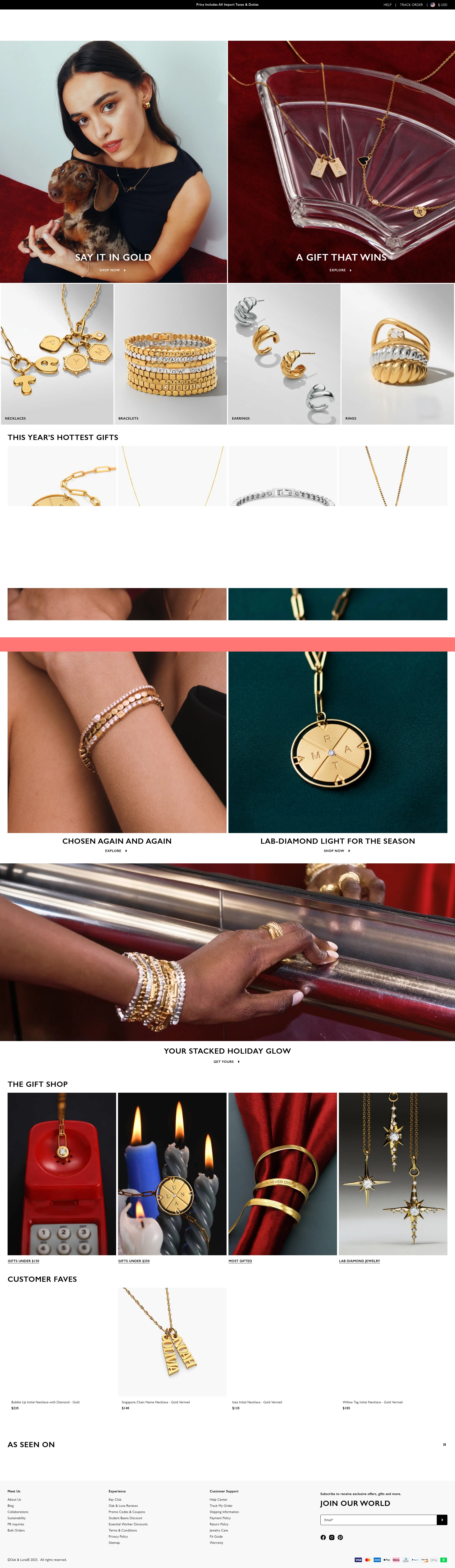 Screenshot of www.oakandluna.com