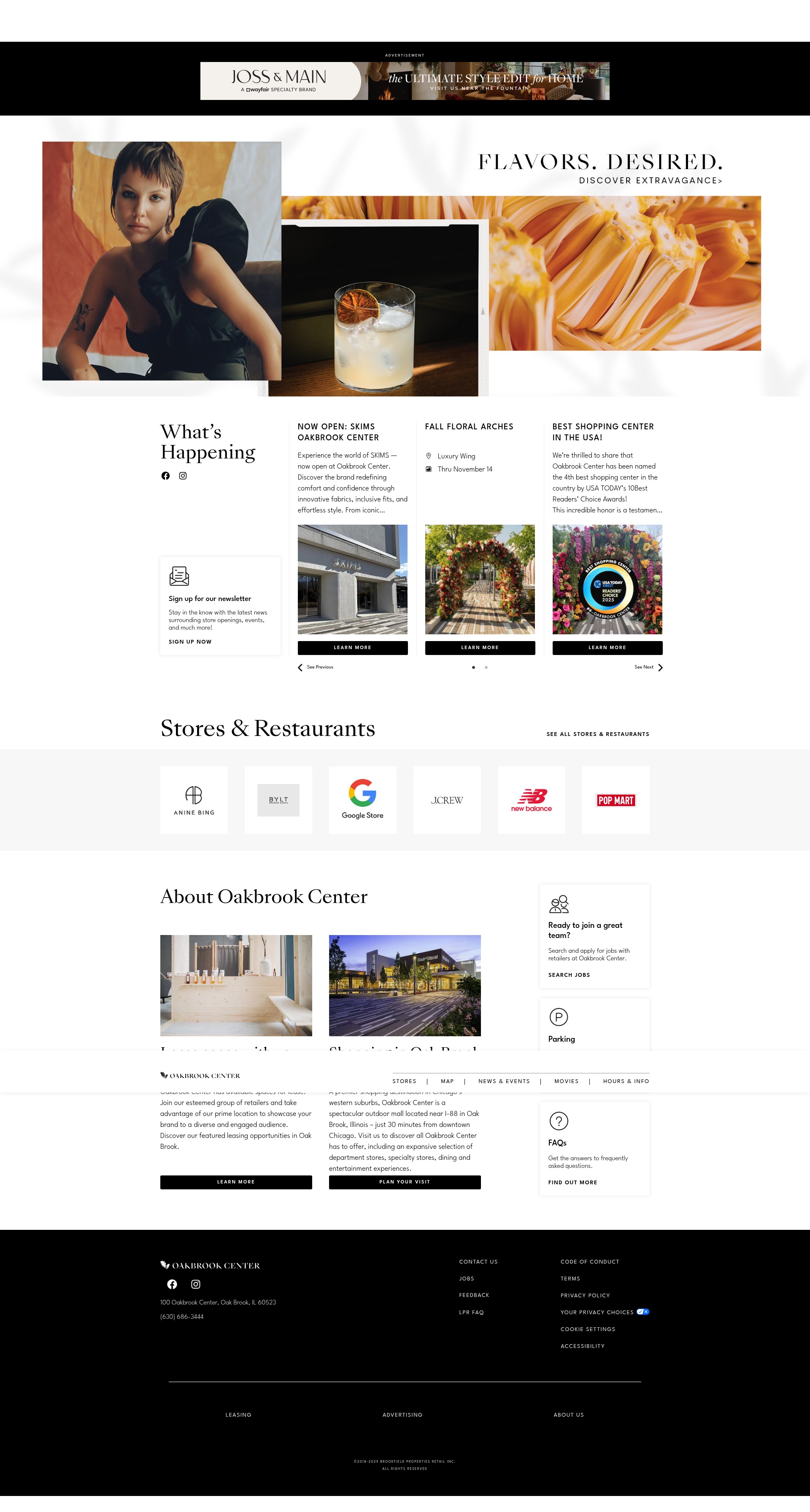 Screenshot of www.oakbrookcenter.com