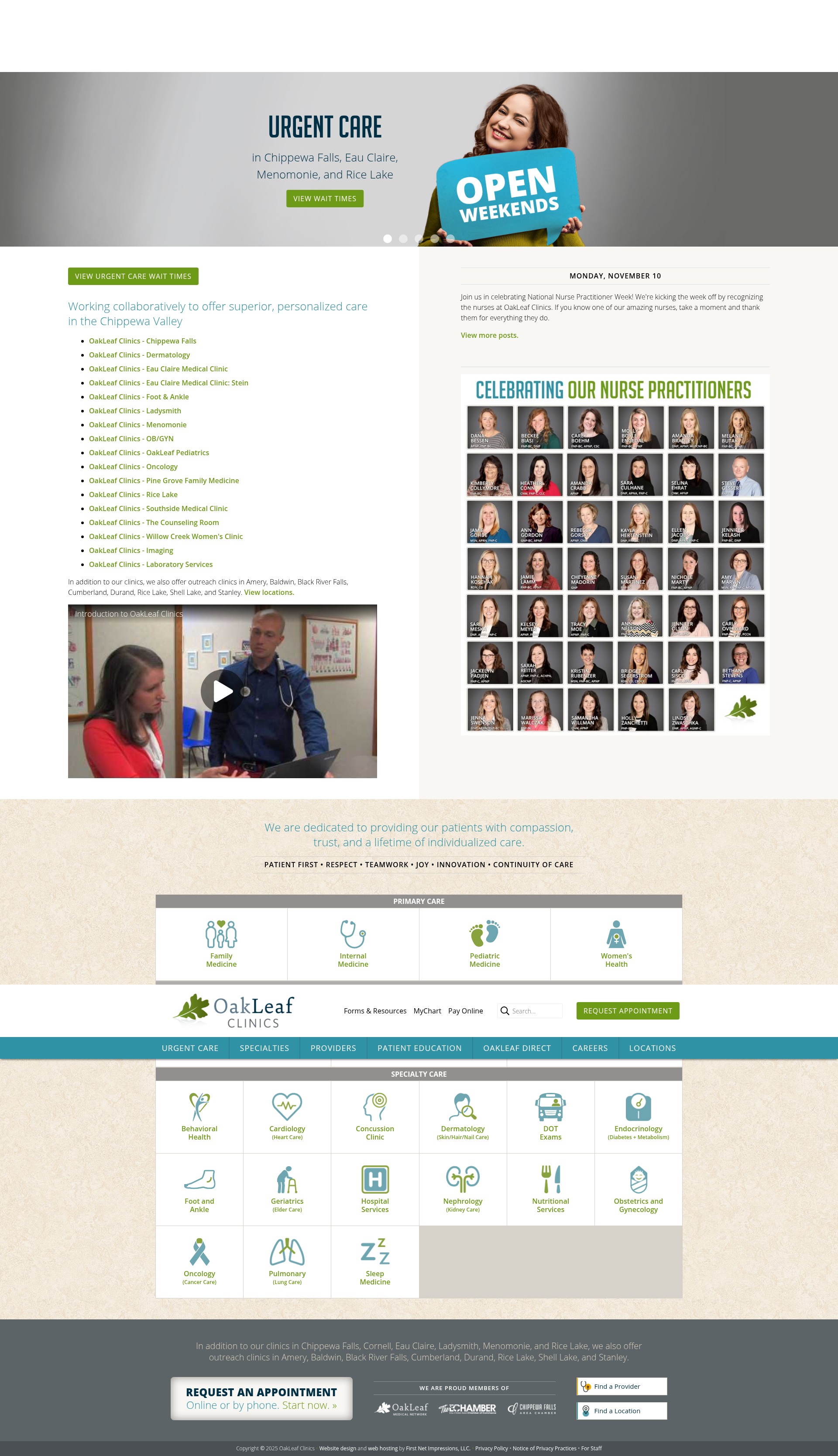 Screenshot of www.oakleafclinics.com