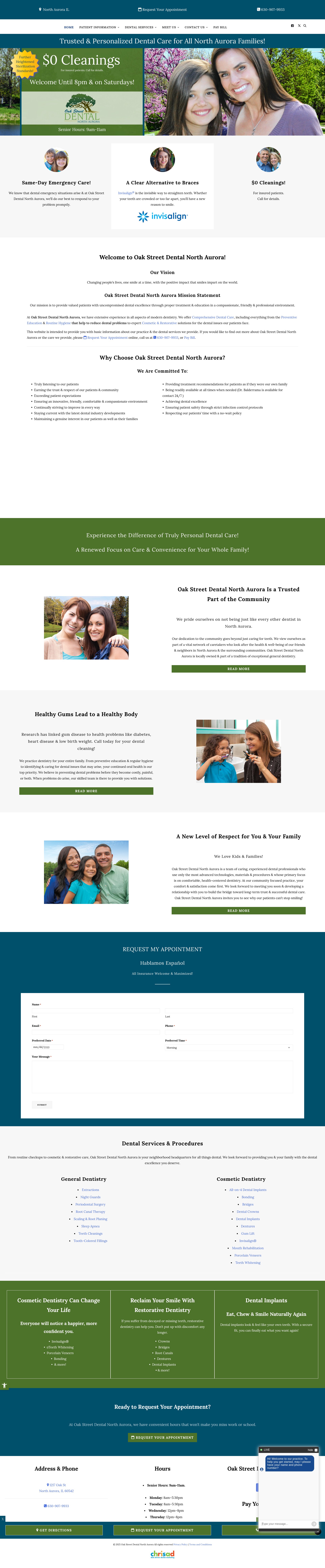 Screenshot of www.oakstreetdentalnorthaurora.com