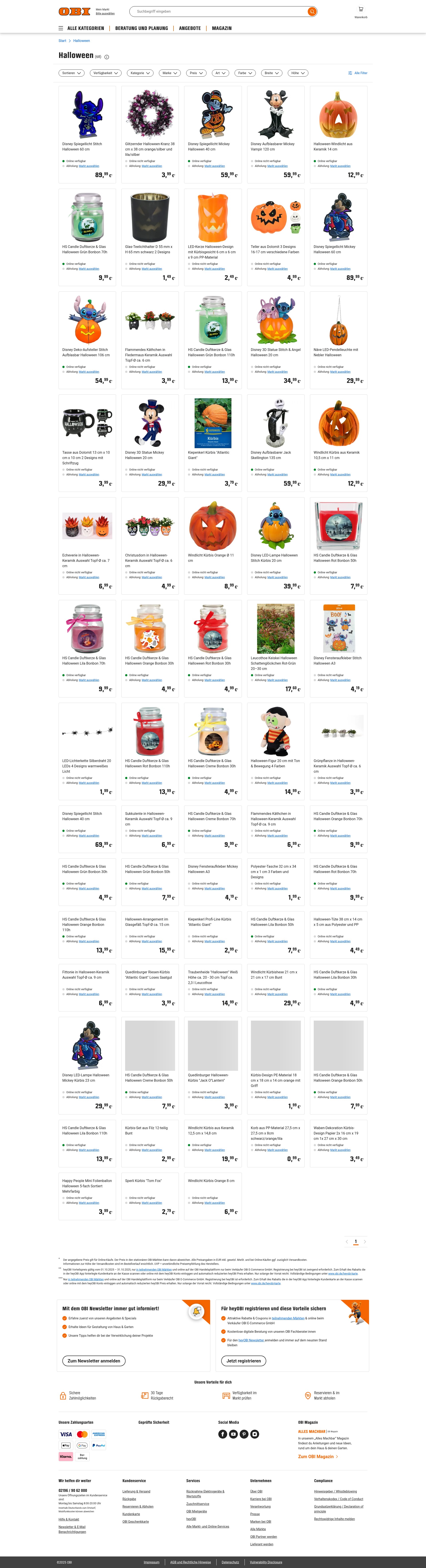 Screenshot of www.obi.de