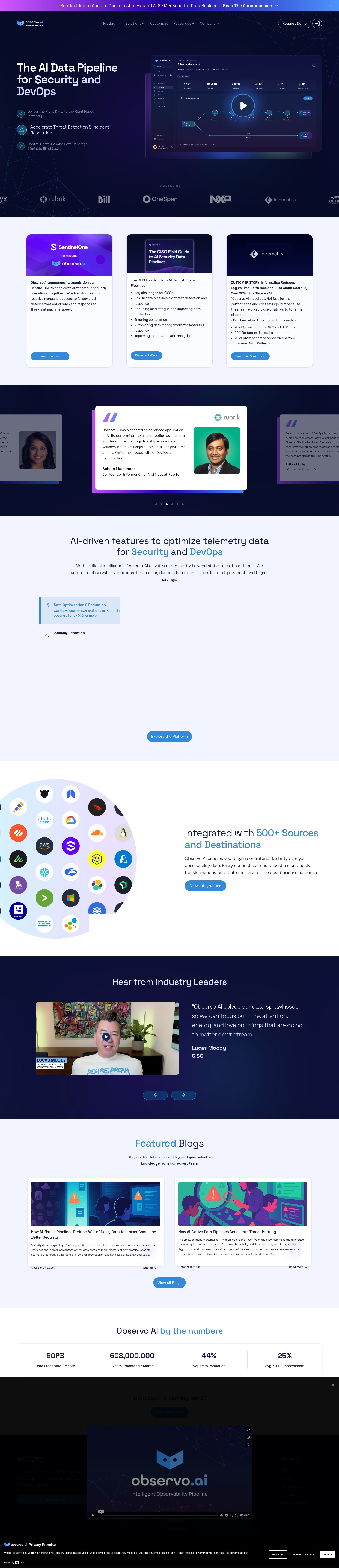 Screenshot of www.observo.ai