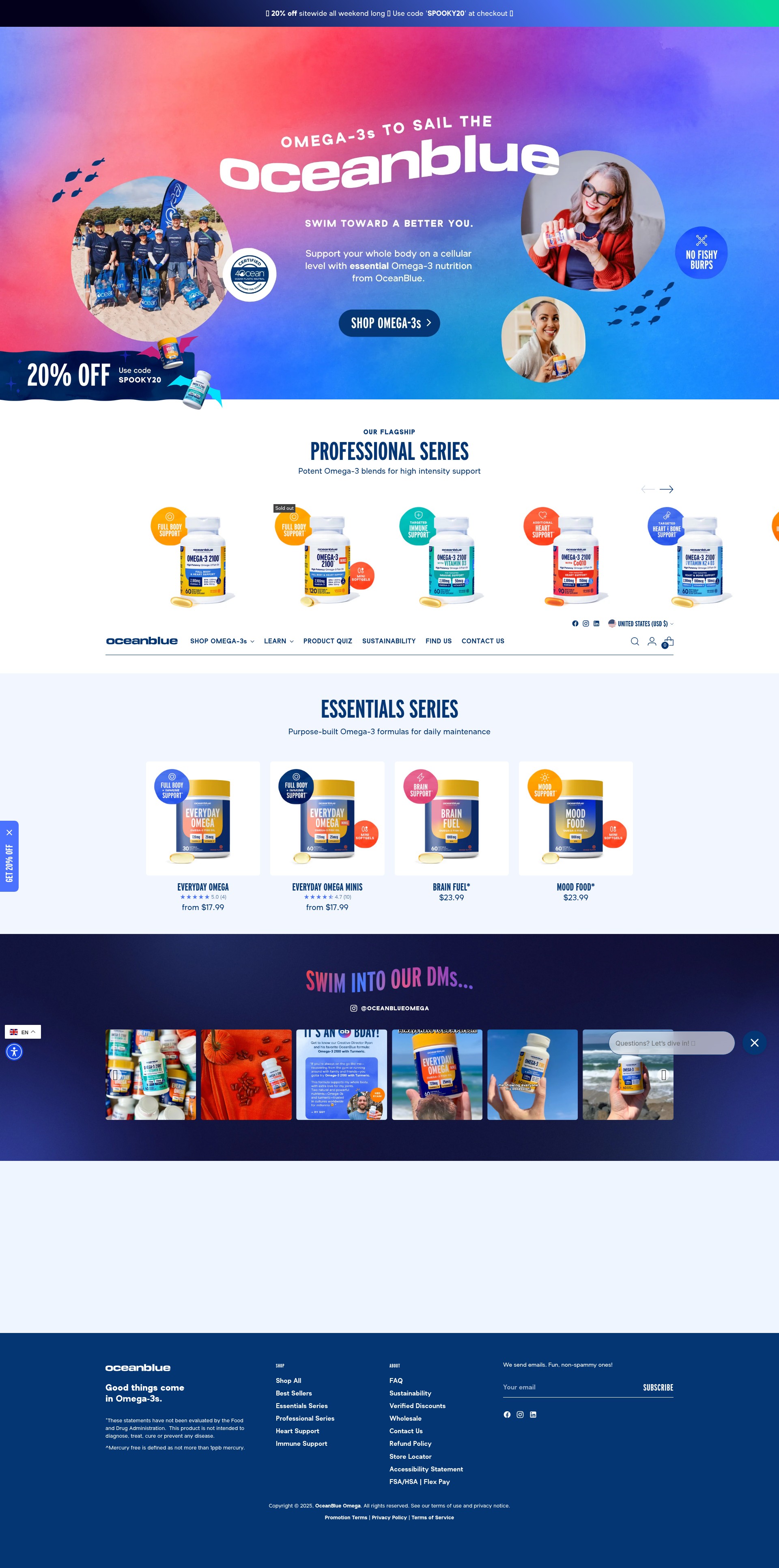 Screenshot of www.oceanblueomega.com