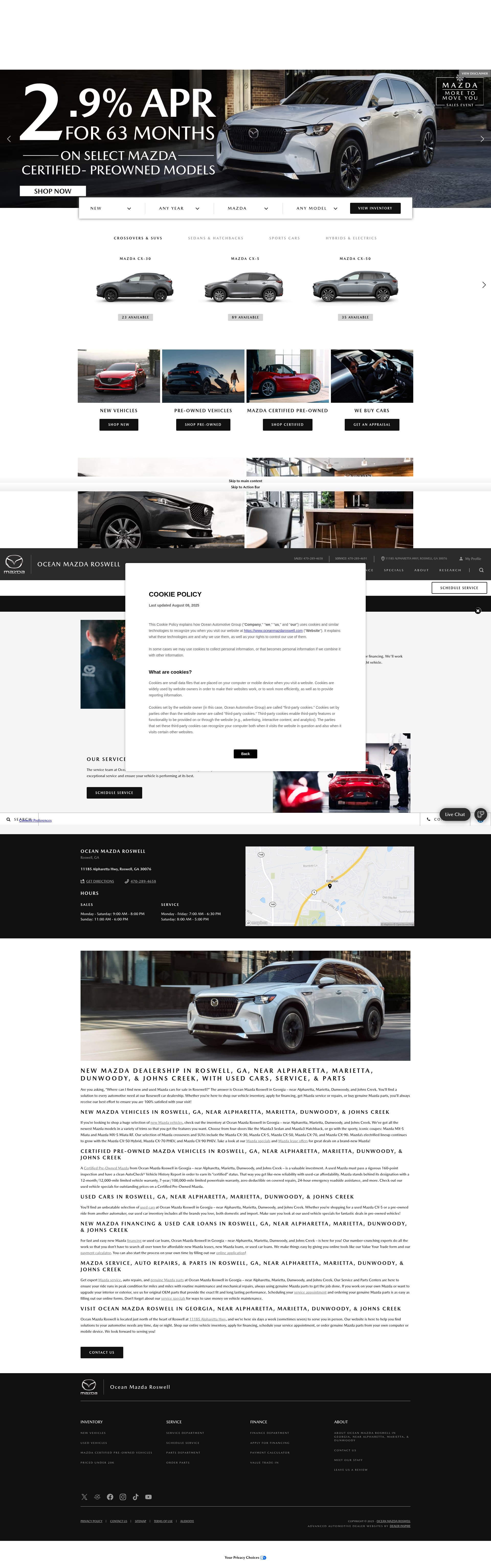Screenshot of www.oceanmazdaroswell.com