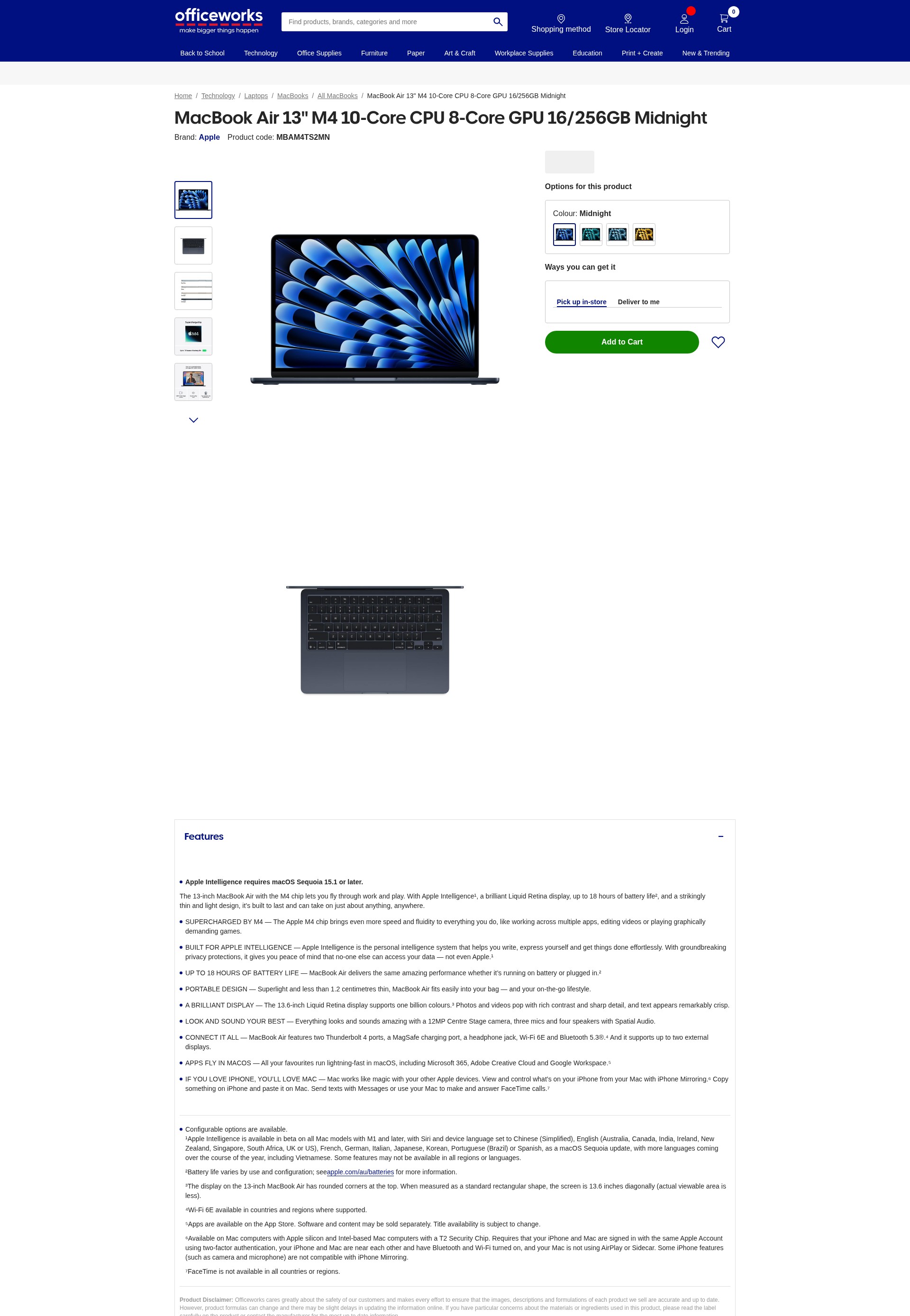 Screenshot of www.officeworks.com.au
