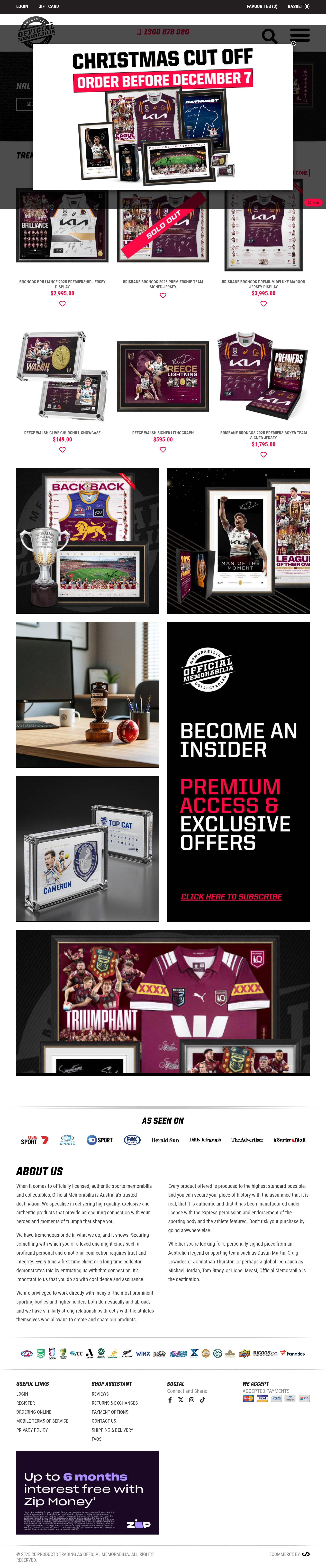 Screenshot of www.officialmemorabilia.com.au
