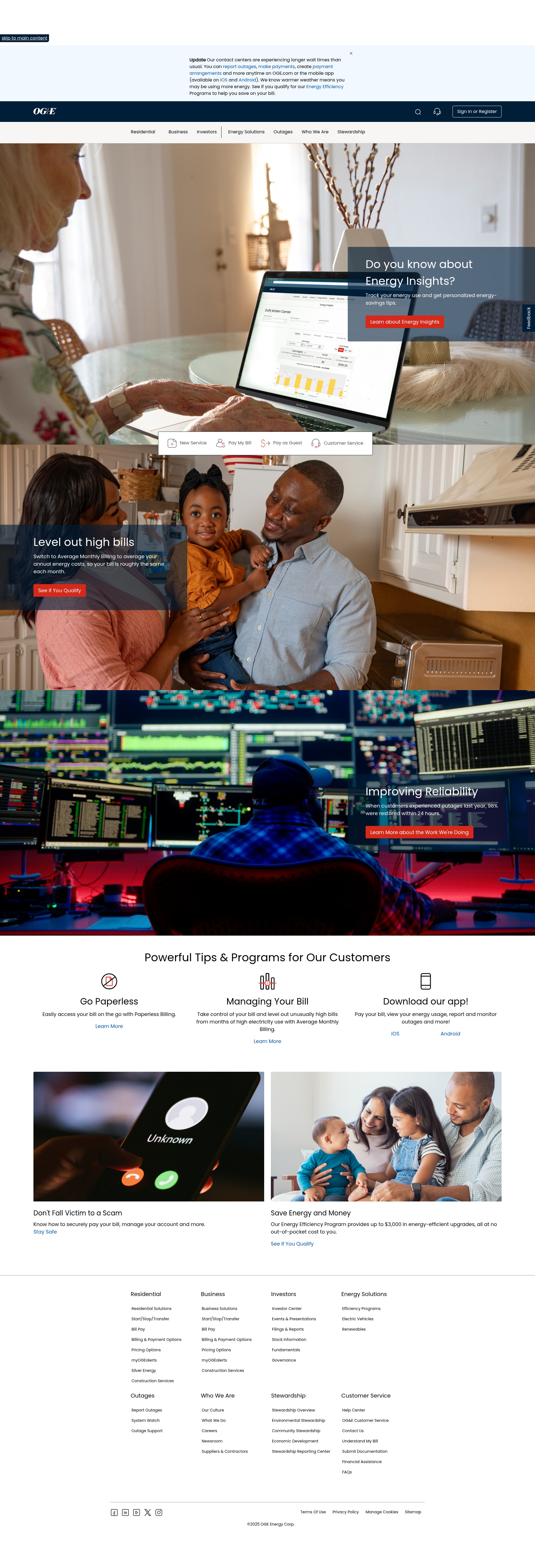 Screenshot of www.oge.com