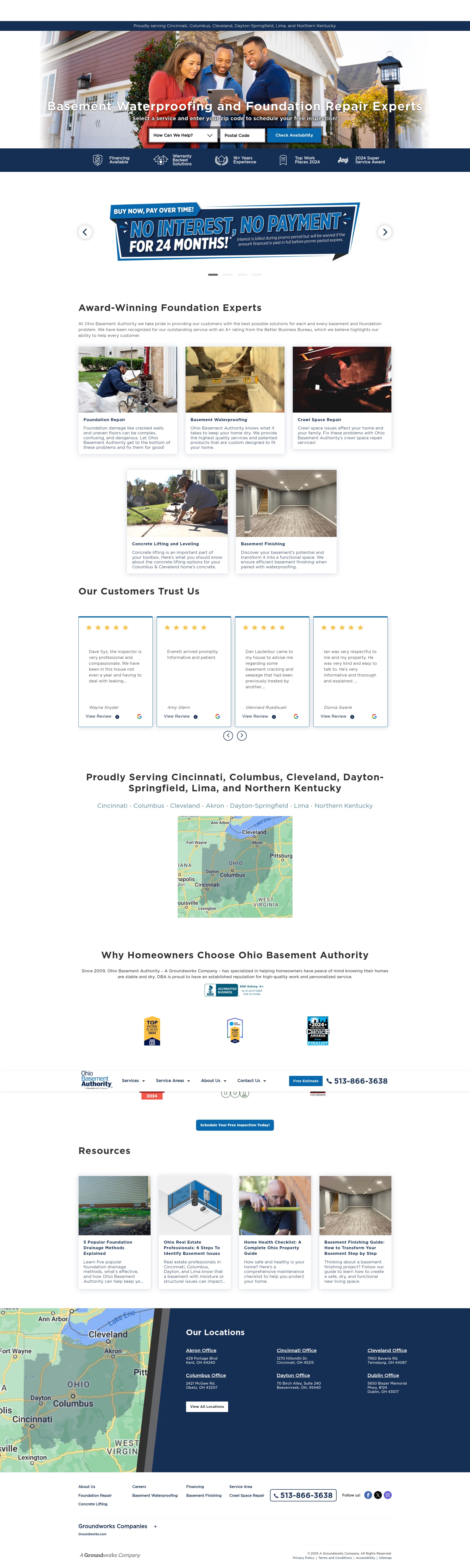 Screenshot of www.ohiobasementauthority.com