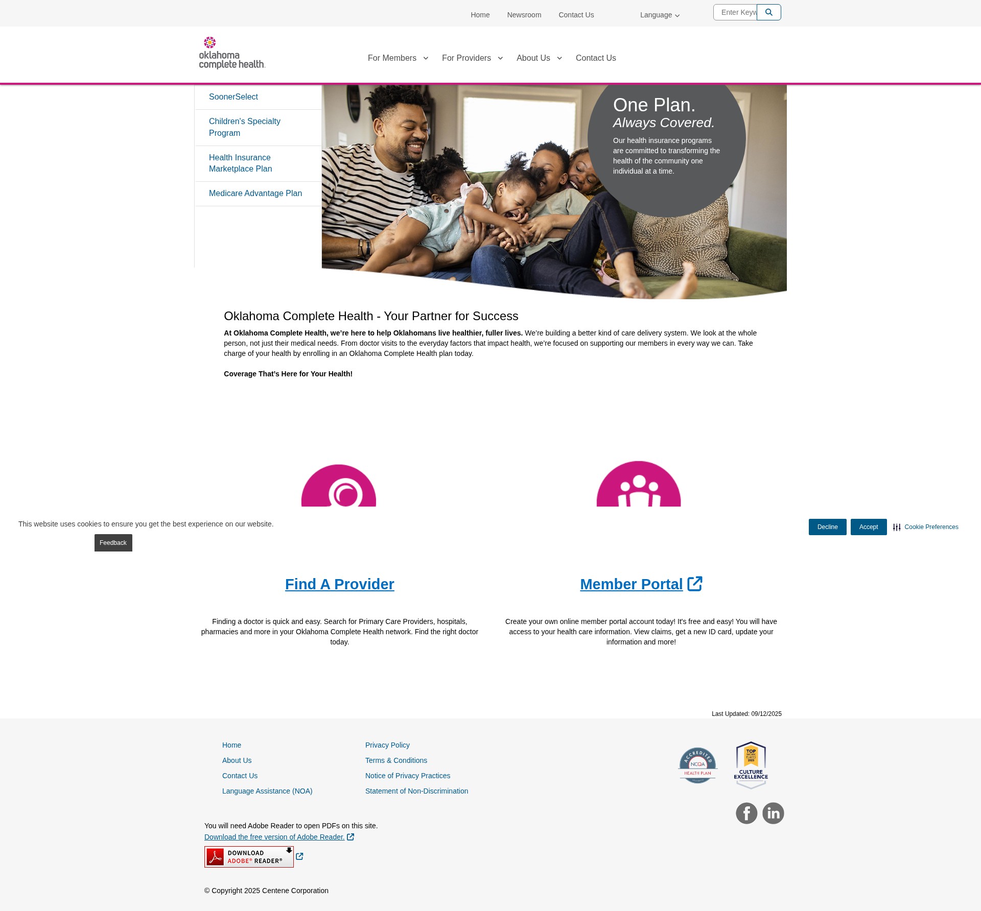 Screenshot of www.oklahomacompletehealth.com