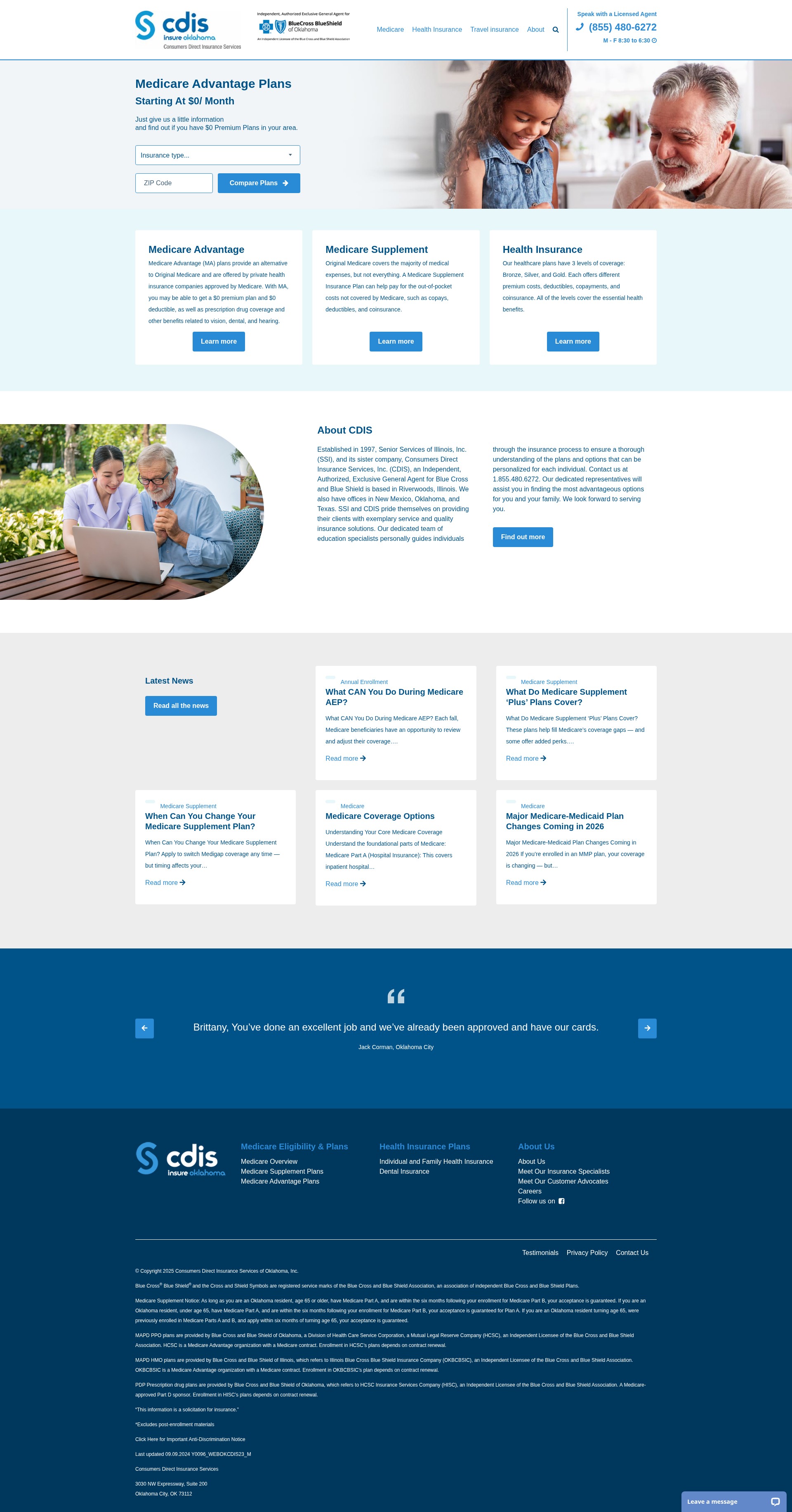 Screenshot of www.oklahomamedicarehealth.com