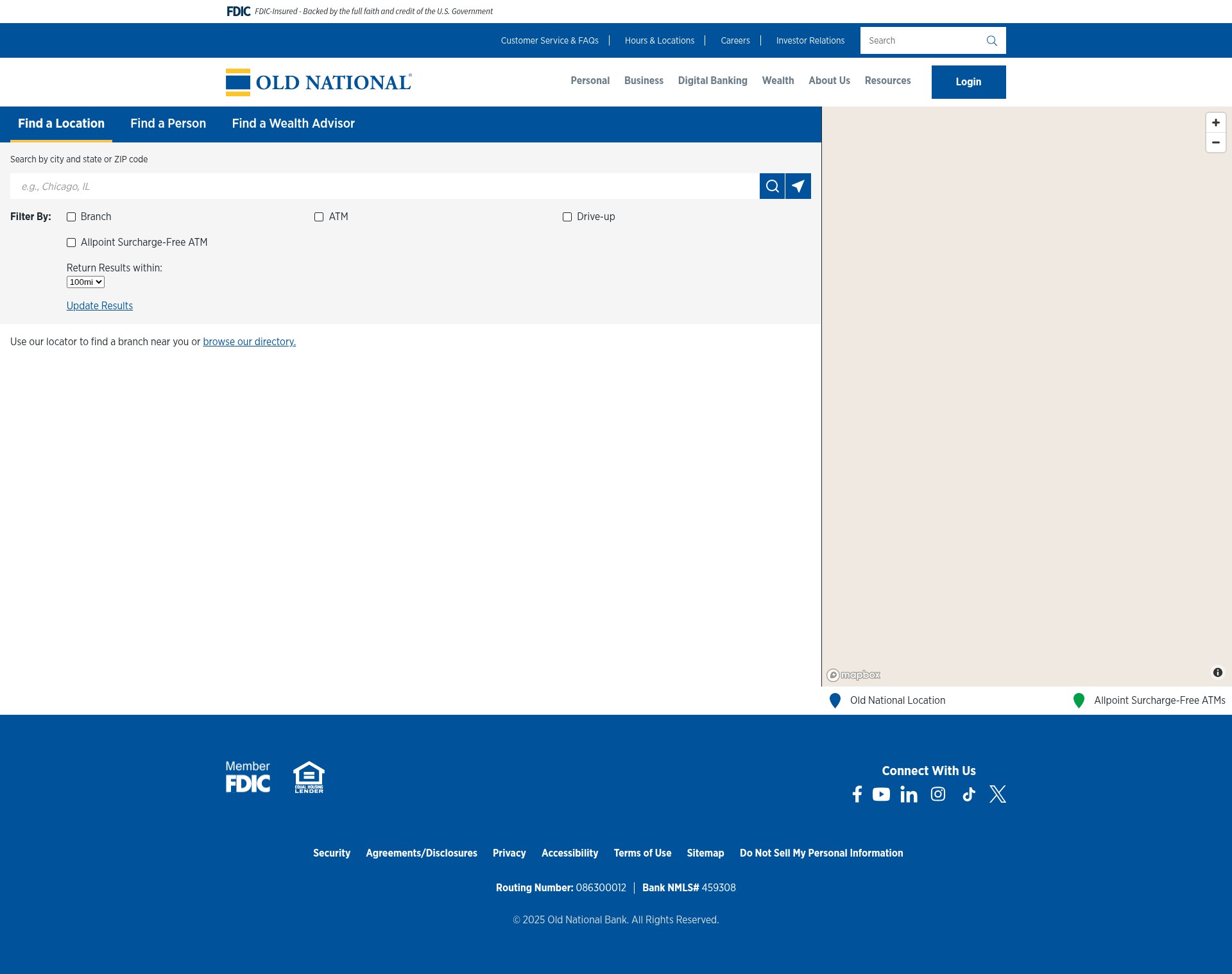 Screenshot of www.oldnational.com