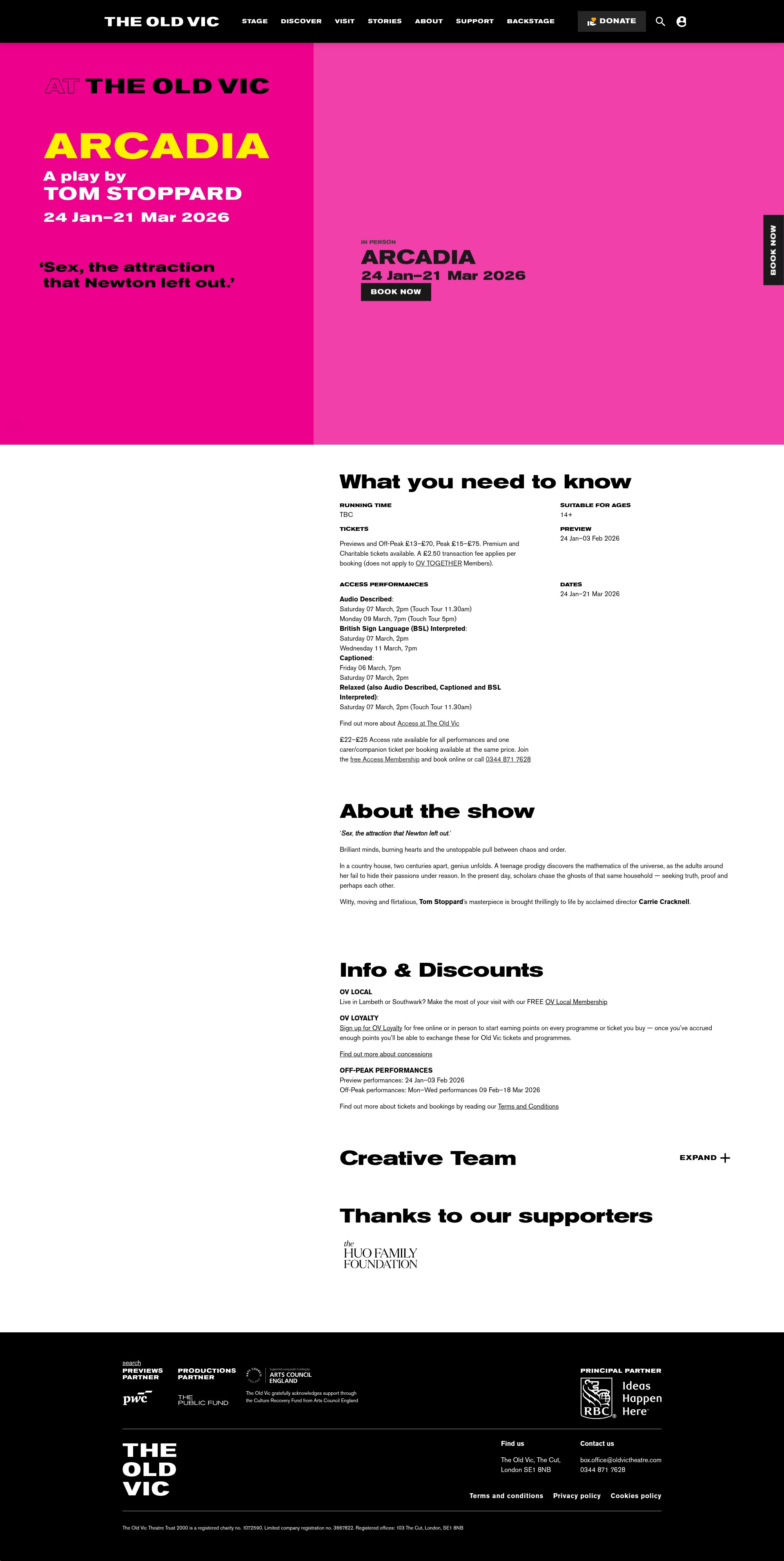 Screenshot of www.oldvictheatre.com