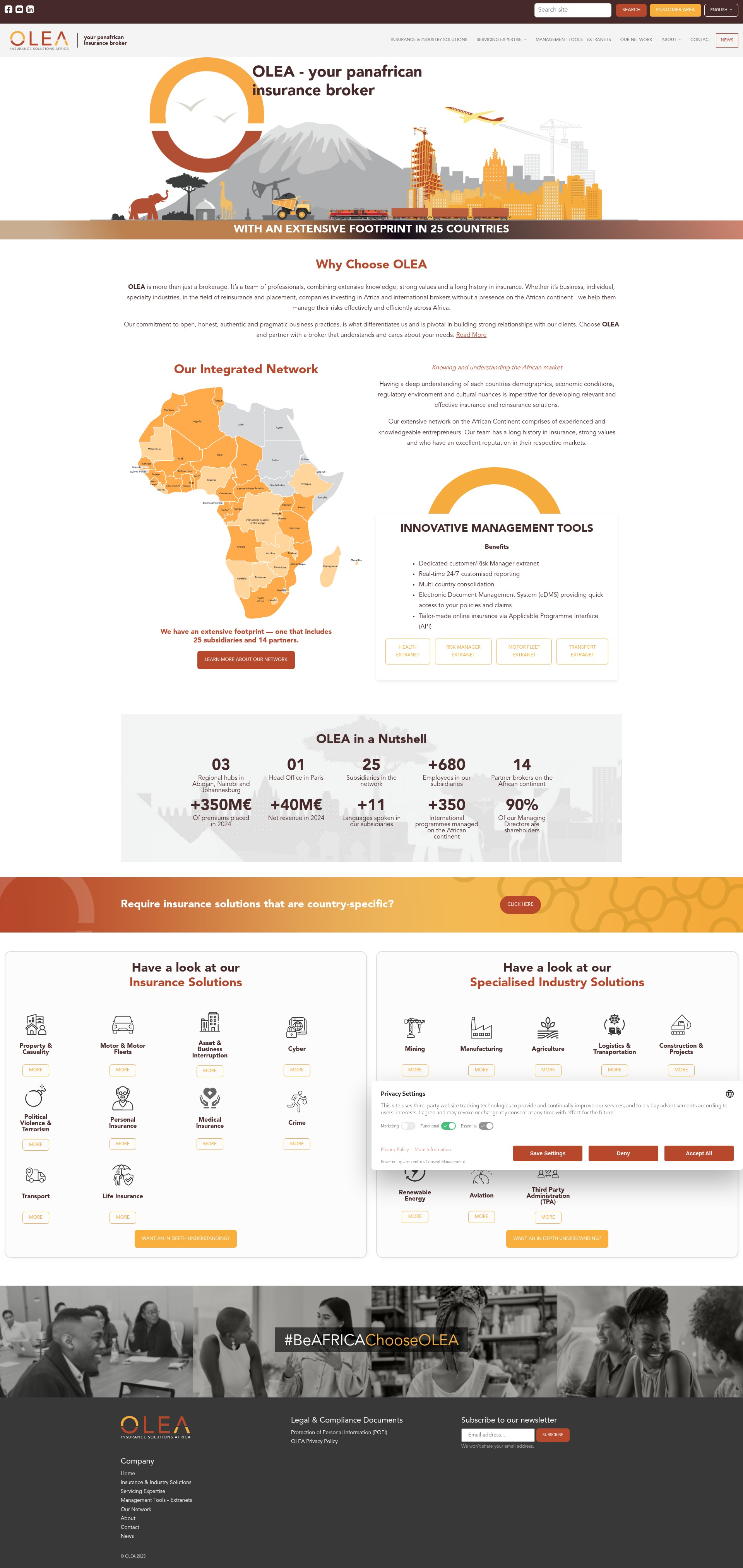 Screenshot of www.olea.africa