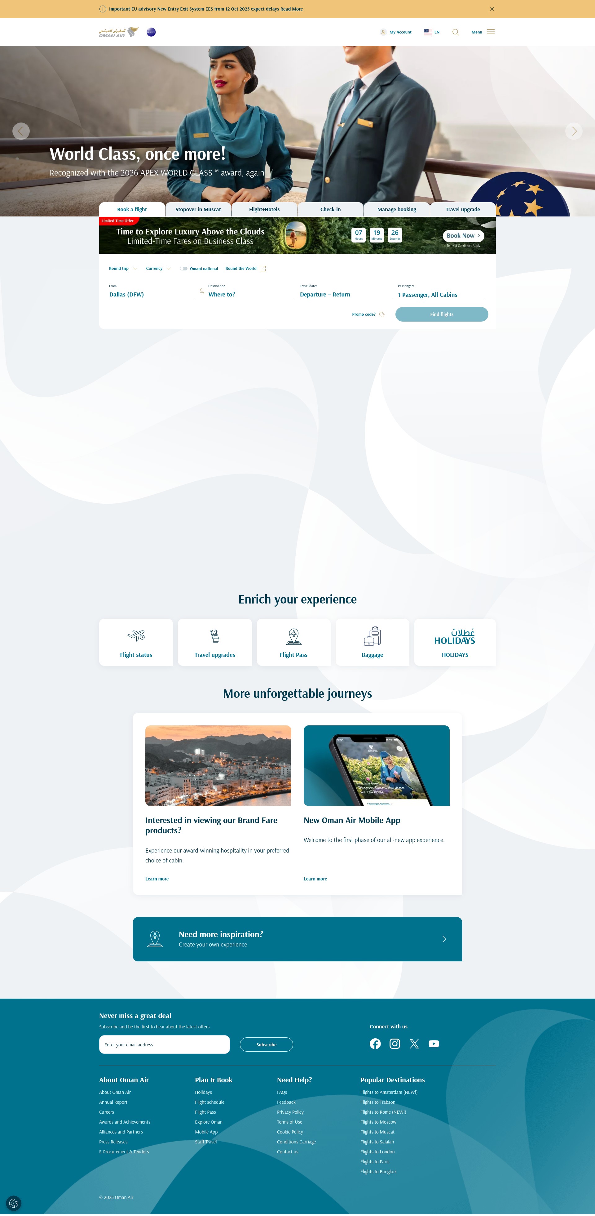 Screenshot of www.omanair.com