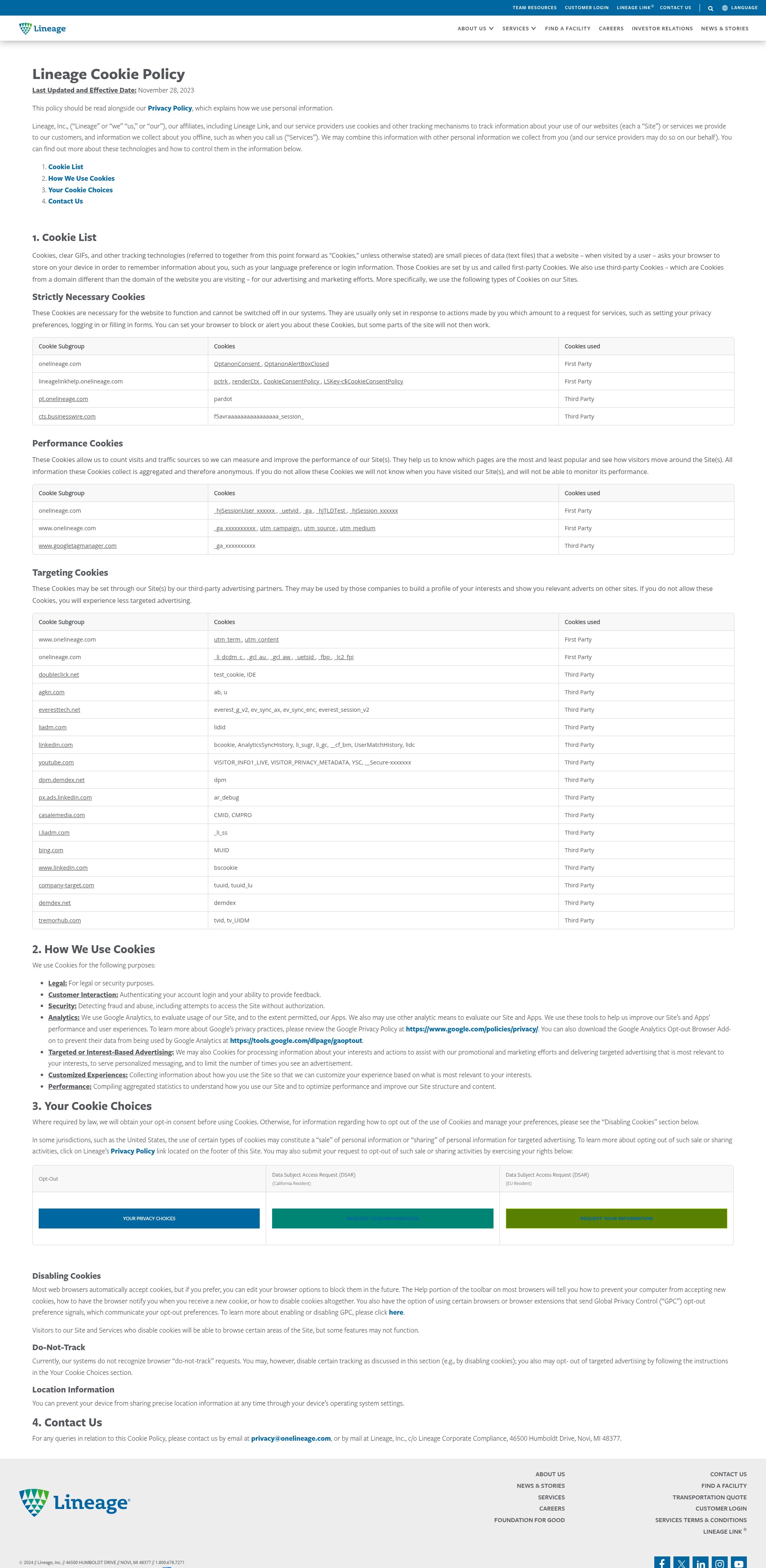 Screenshot of www.onelineage.com