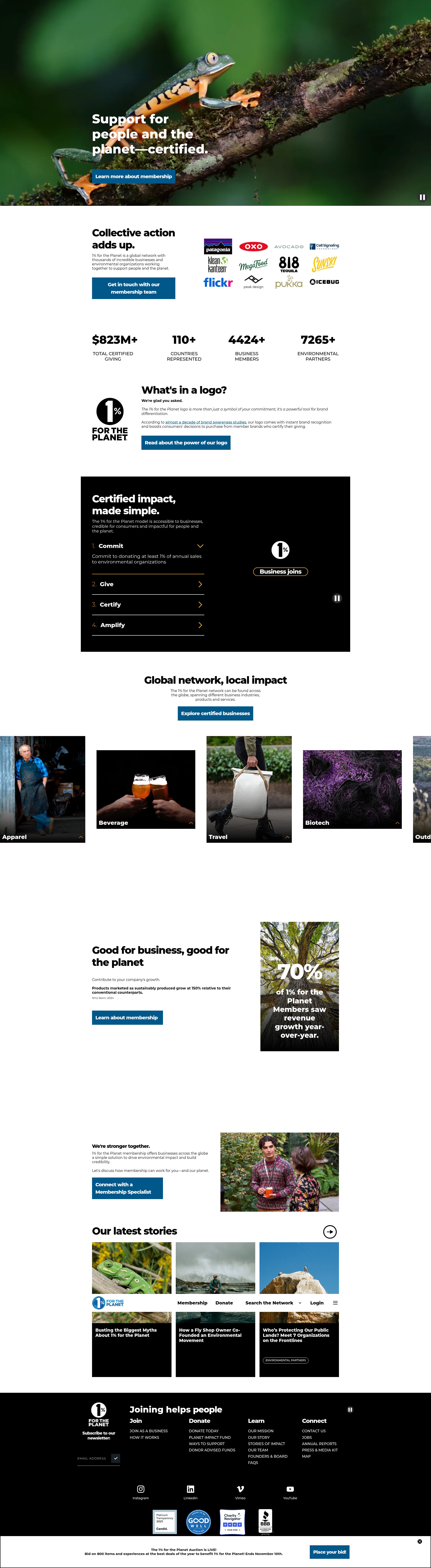 Screenshot of www.onepercentfortheplanet.org