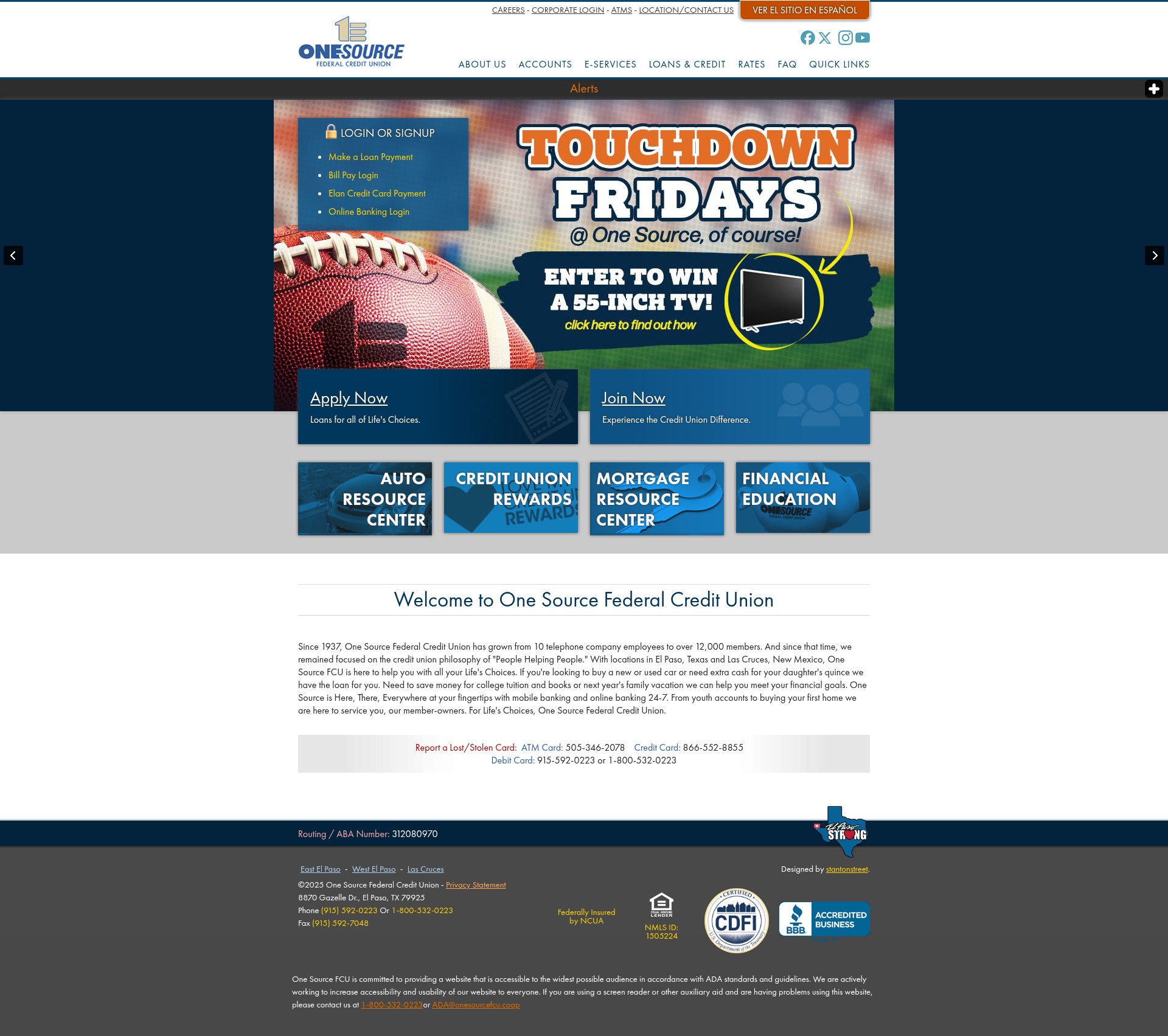 Screenshot of www.onesourcefcu.org